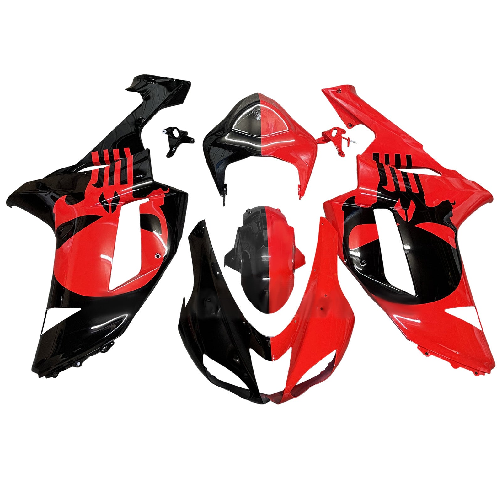 Injeksjon Fairing Kit Bodywork Plast Abs Fit for Kawasaki ZX6R 636 2007-2008