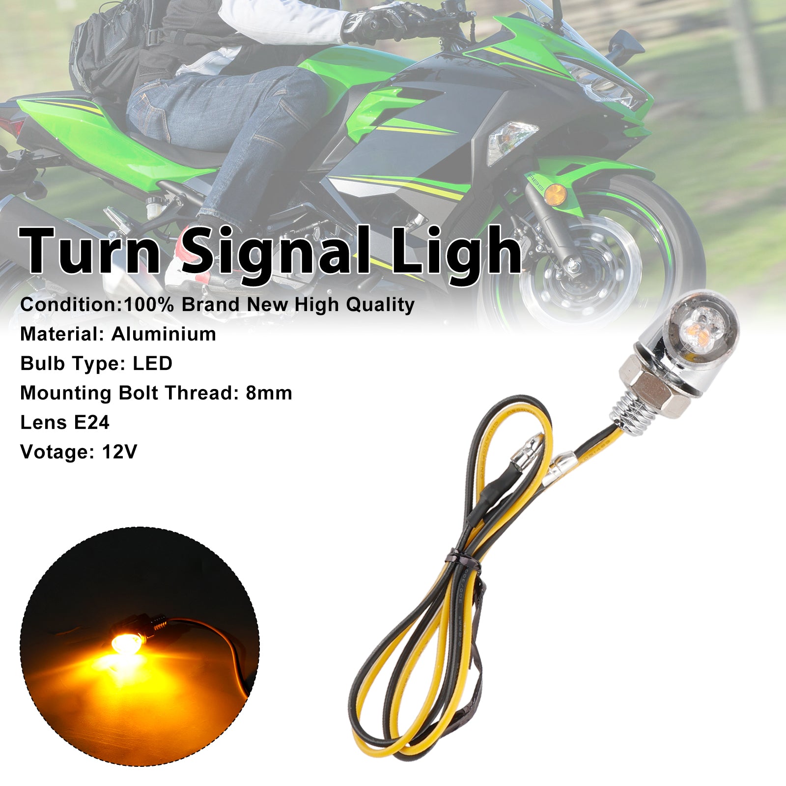 12v LED Turn Signal Indicator Light 8 mm Universal Motorcycle pour Honda