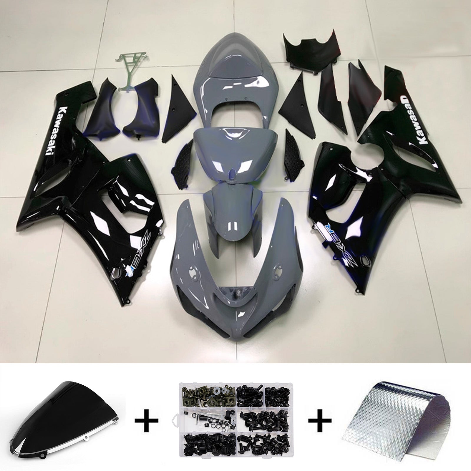 Kit carena iniezione carrozzeria in plastica ABS adatta per Kawasaki ZX6R 636 2005-2006