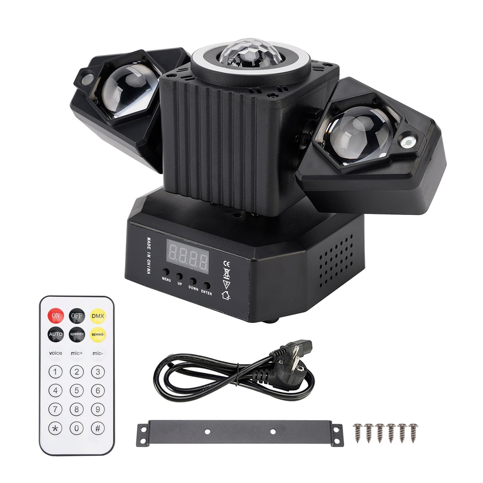 Bewegend hoofdlicht Roterende discobal Laserstraal Strobe Afstandsbediening DMX-podiumlicht