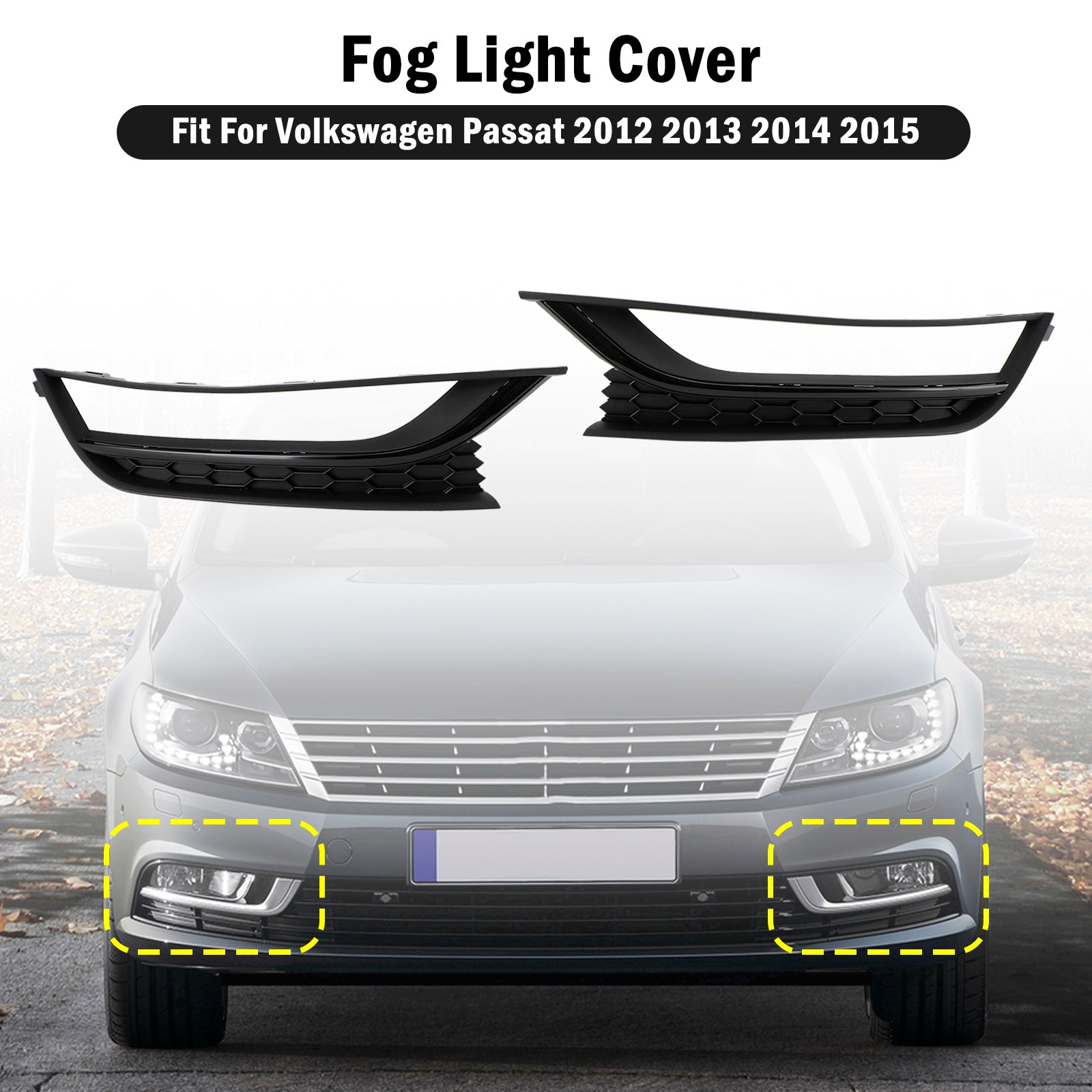 2012-2015 VW Passat 2 STUKS Honingraat Rijden Mistlamp Cover Zwart
