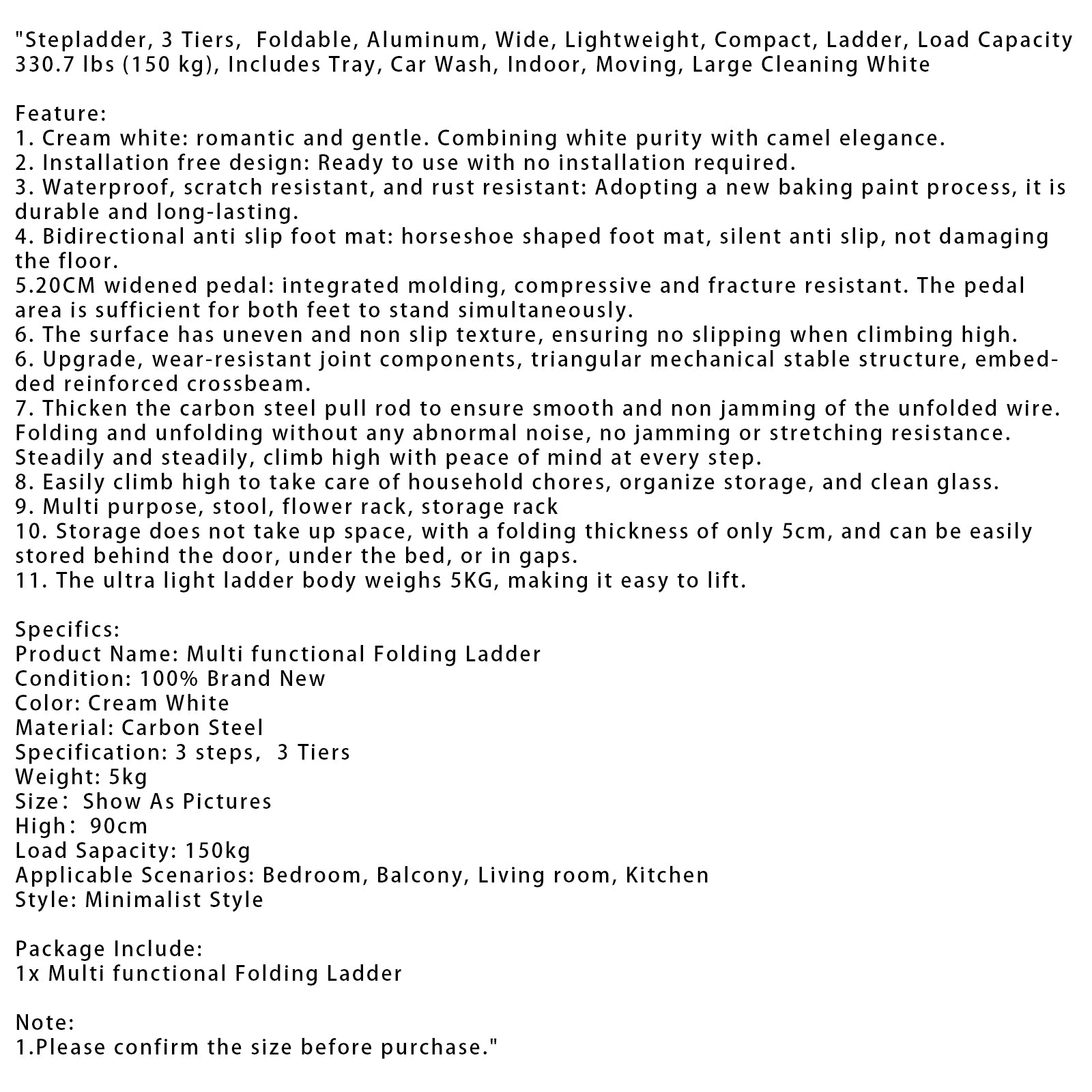 Trapladder, 3 lagen, opvouwbaar, aluminium, ladder, laadvermogen 330,7 lbs