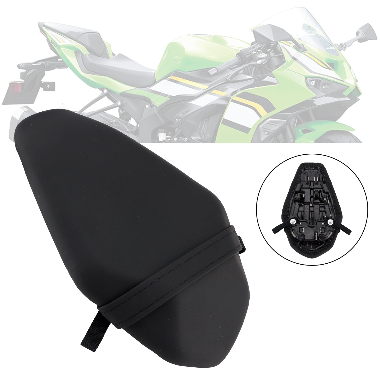 2019-2025 Kawasaki Ninja Zx-6R Passagerarkudde baksäte Flat Fit Blackc