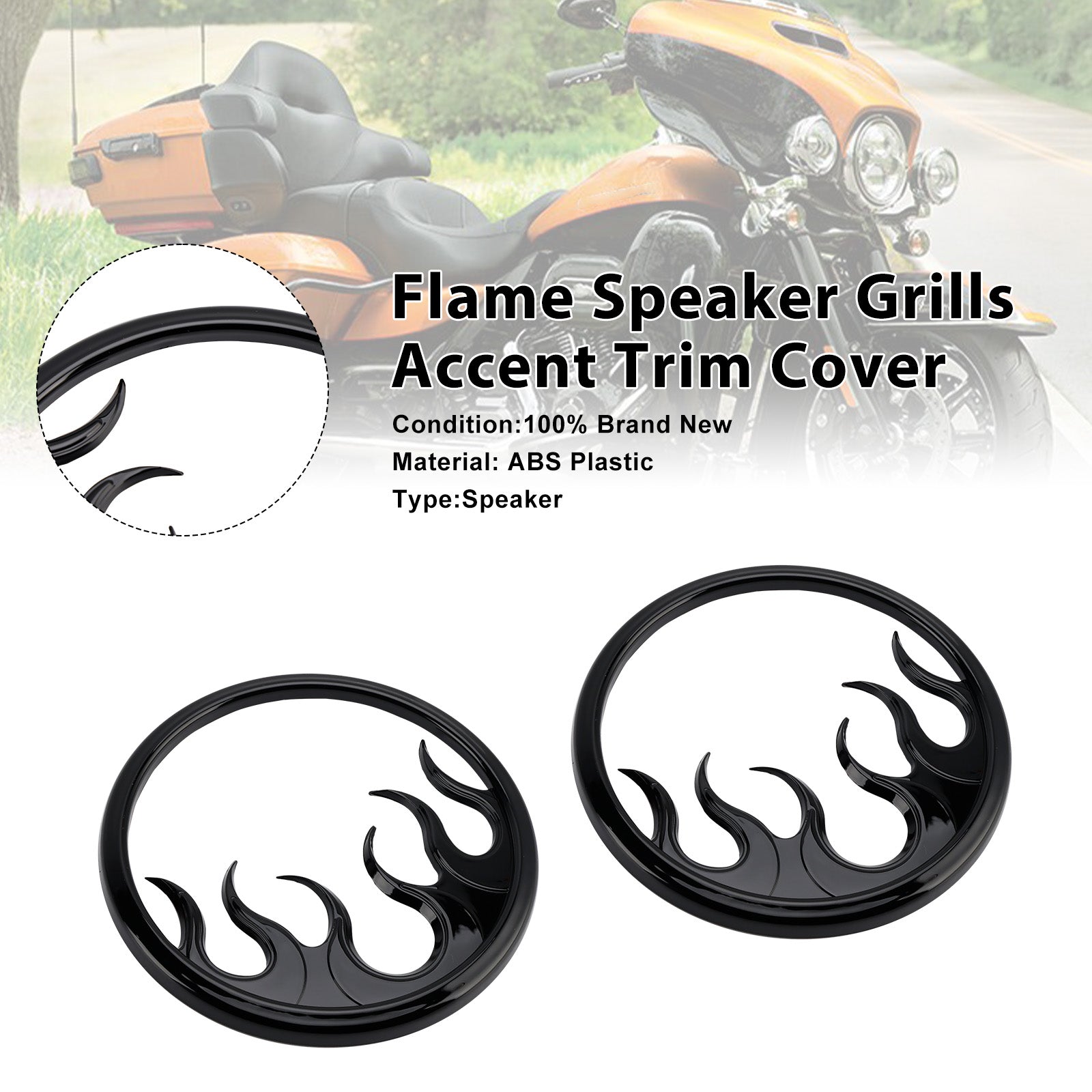 Flame Speaker Grills Accent Trim Cover For Touring Electra Glide Ultra Classic