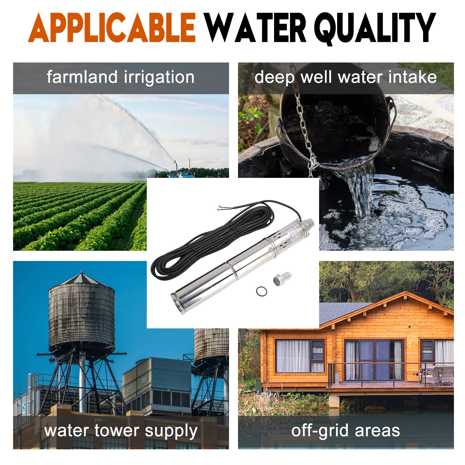 3" Bomba de agua sumergible solar para pozos profundos de 12 V y 150 W con MPPT integrado