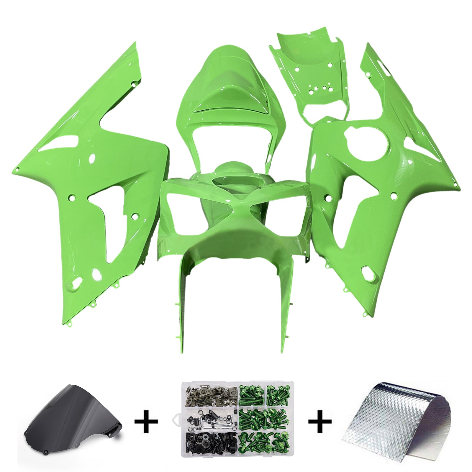 Injeksjon Fairing Kit Bodywork Plast Abs Fit for Kawasaki ZX6R 636 2003-2004