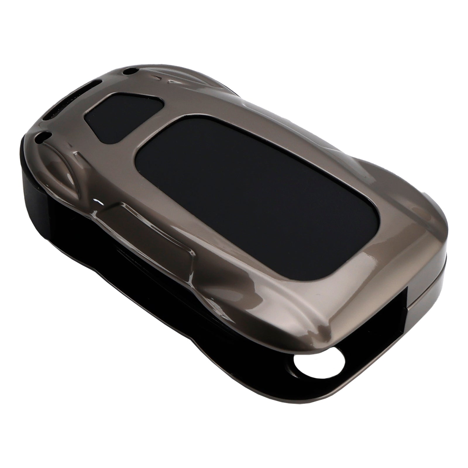 Leather Alloy Zinc Car Key Gray Case Cover For VW Polo Skoda