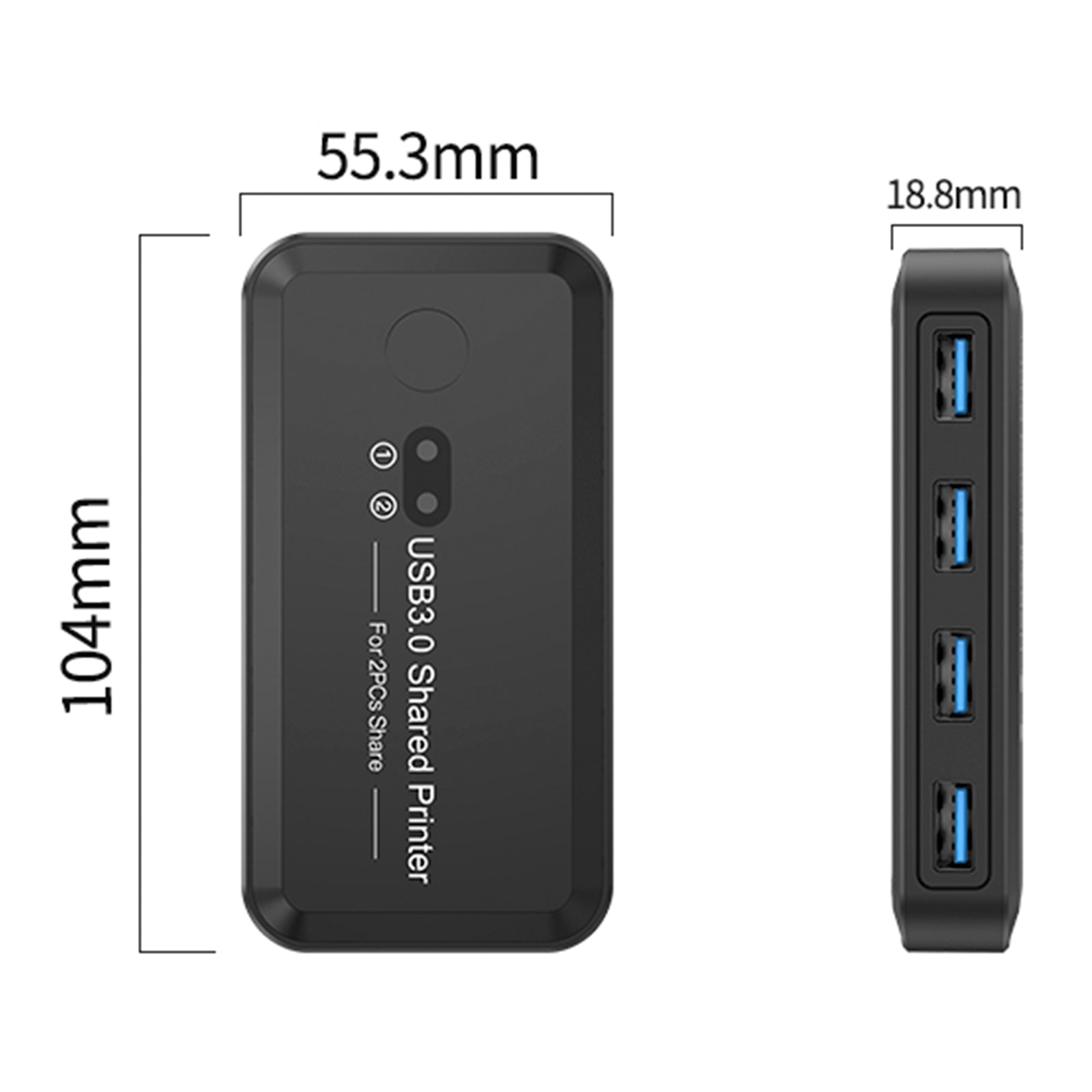 Conmutador USB3.0 Impresora de 2 entradas y 4 salidas Dispositivo para compartir Computadoras duales Compartir