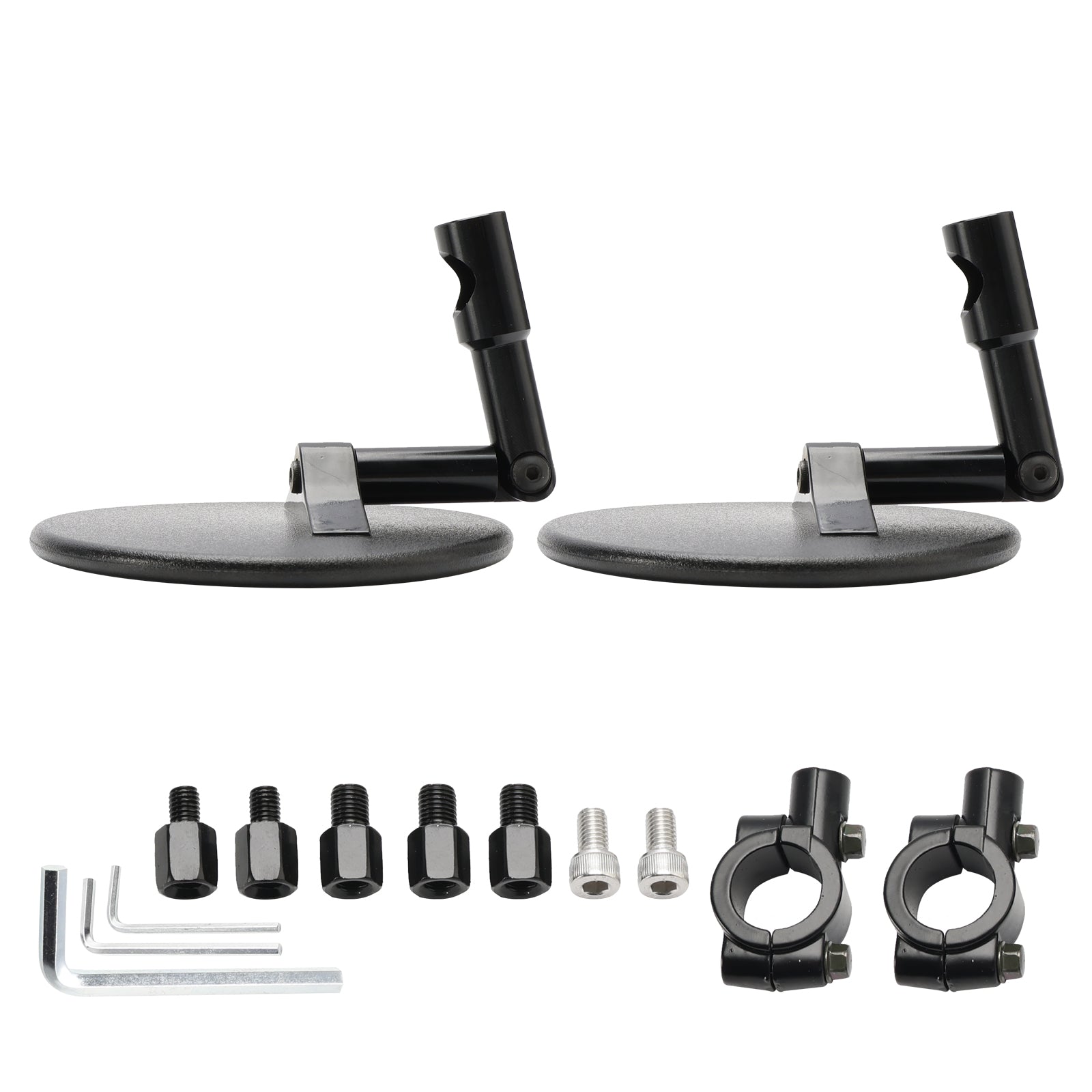 PAR DE ESPEJOS DE MANILLAR REDONDOS NEGROS SUPERBIKE SUPERMOTO ESPEJO DE FINAL DE BARRA M8 M10