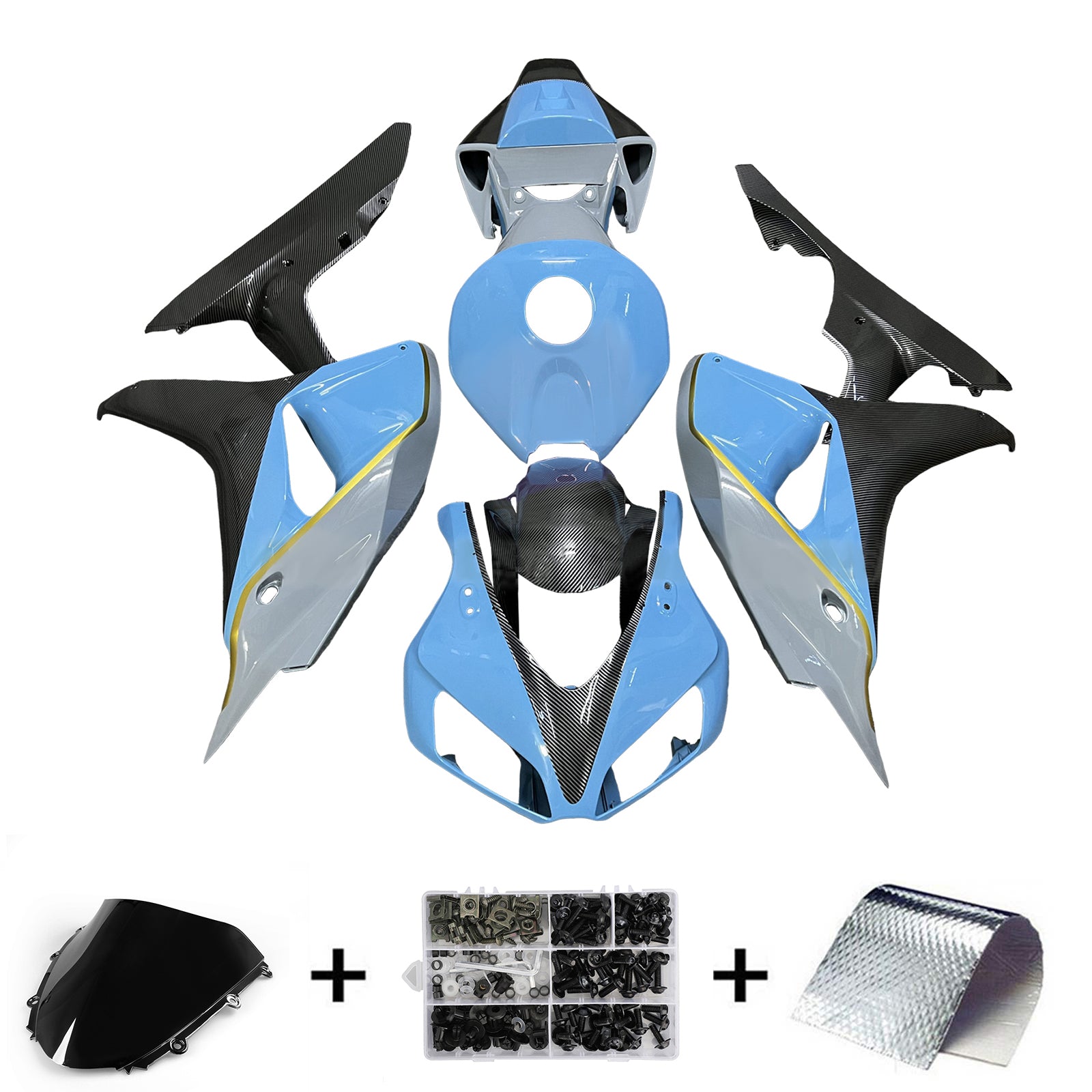 Injektionssats Kit Kroppsverk Plast ABS för Honda CBR1000RR 2006-2007