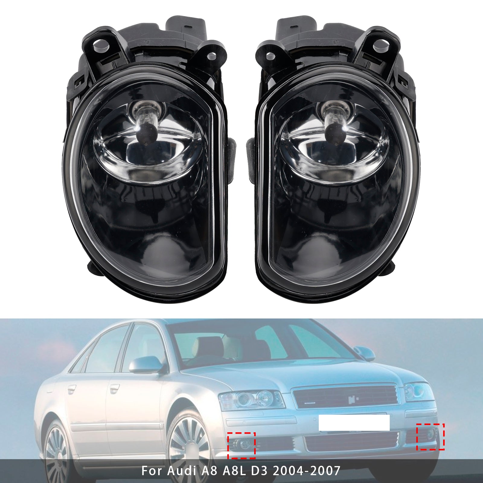 2004-2007 Audi A8 D3 Pair Side Front Bumper Fog Light 4E0941700A