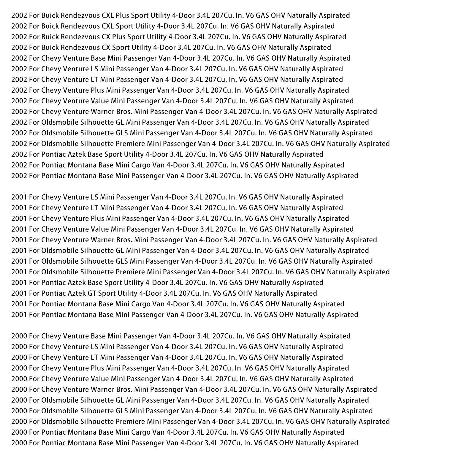 2000-2004 Oldsmobile Silhouette Throttle Body Assembly 12595275