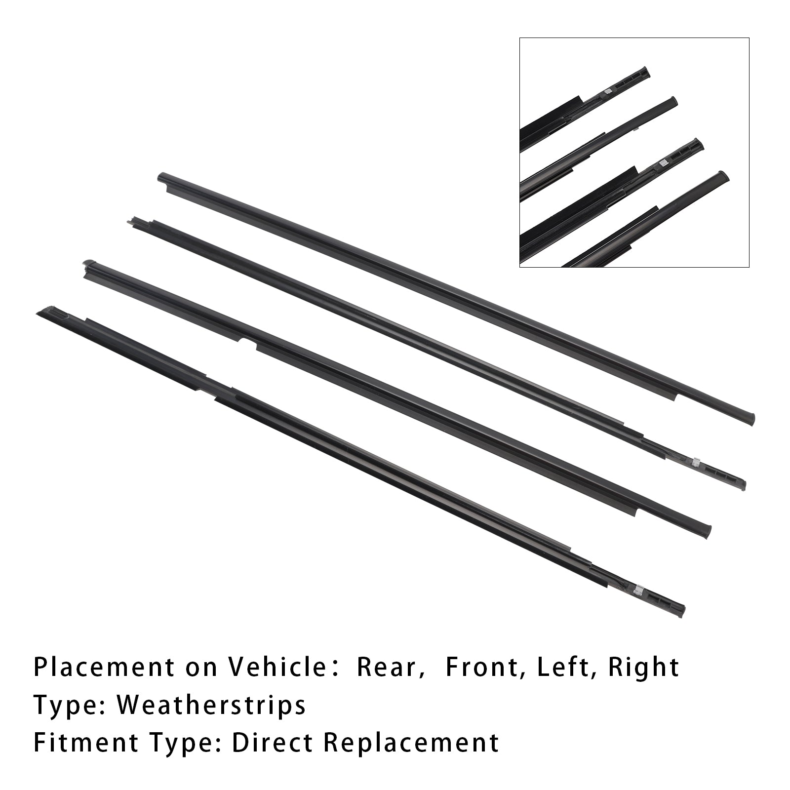 2006-2013 Toyota Yaris Hatchback 4pcs Porta Correia de vidro Moldagem externa Weatherstrip