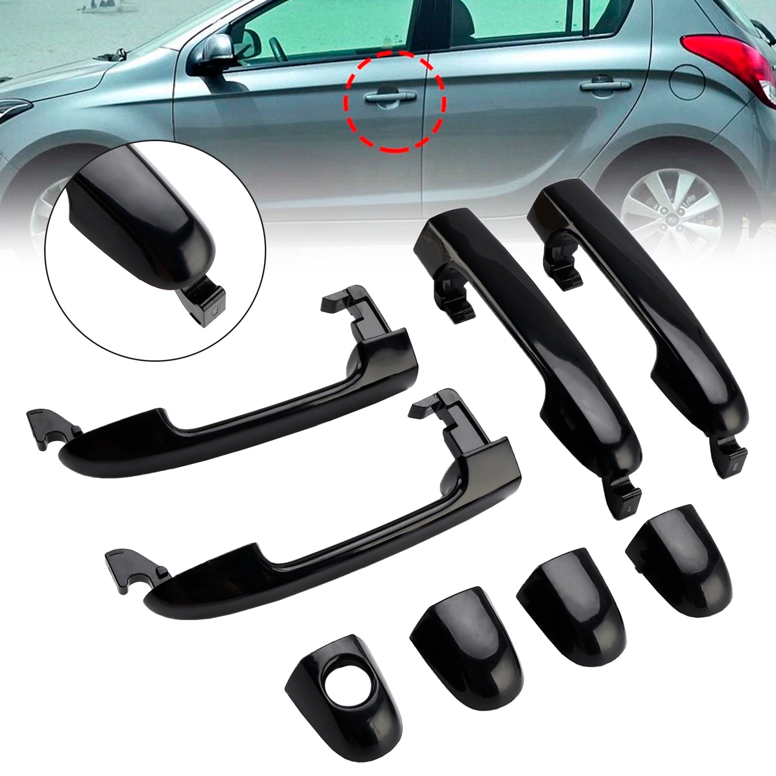 Poignée de porte extérieure avant/arrière gauche droite, 4 pièces, pour Hyundai i20 PB 2009 – 2015