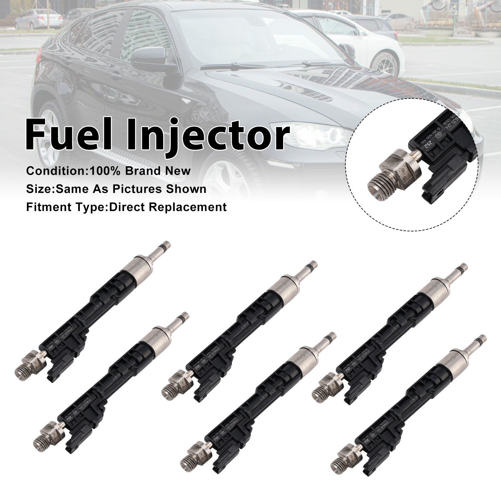 6Pcs Fuel Injector For BMW 5 Series GT 2011-2016 X5 2011-2013 0261500109