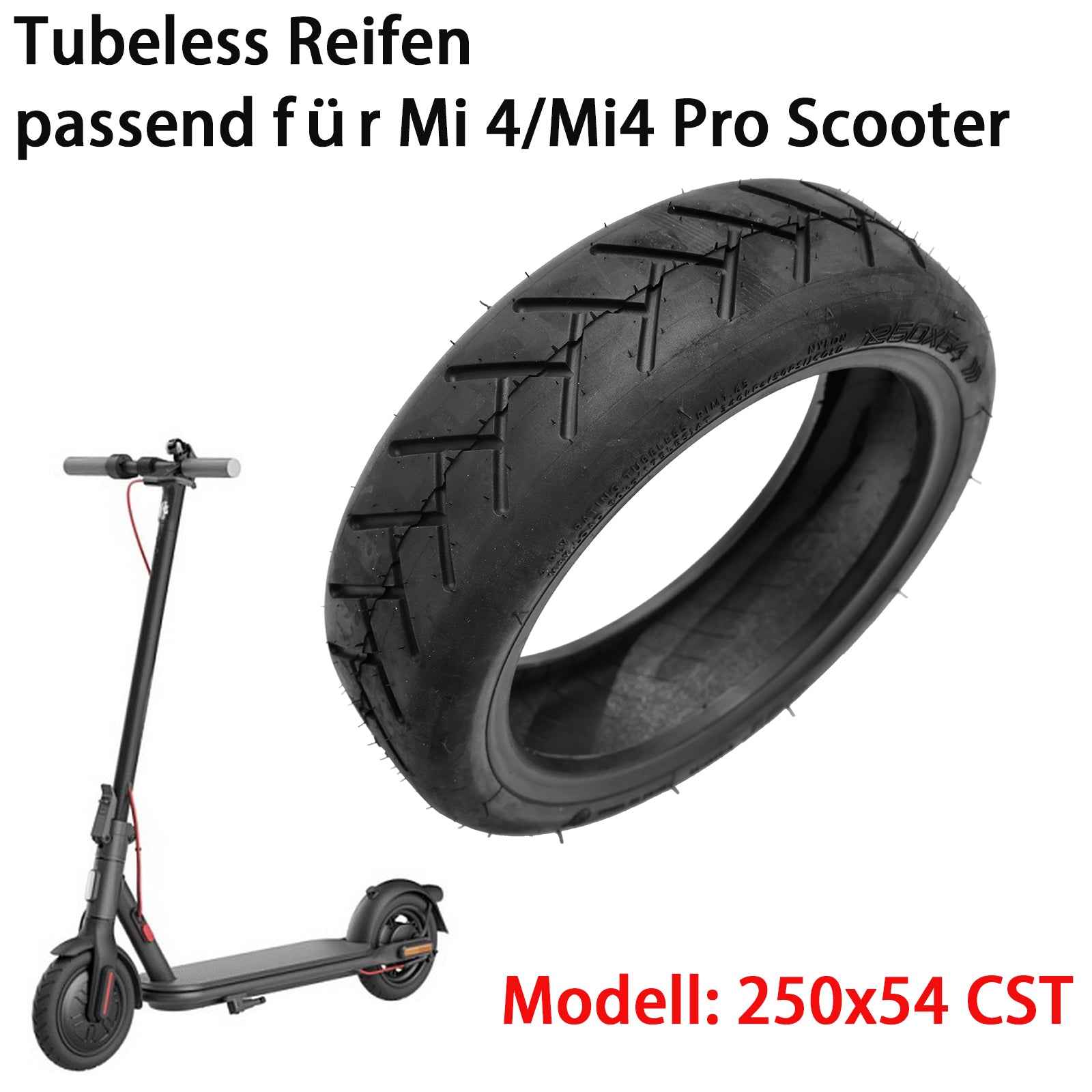 250x54 CST Elektrické skútre pneumatiky bezdušové zhustené pneumatiky pre Xiaomi 4/Mi4 Pro2