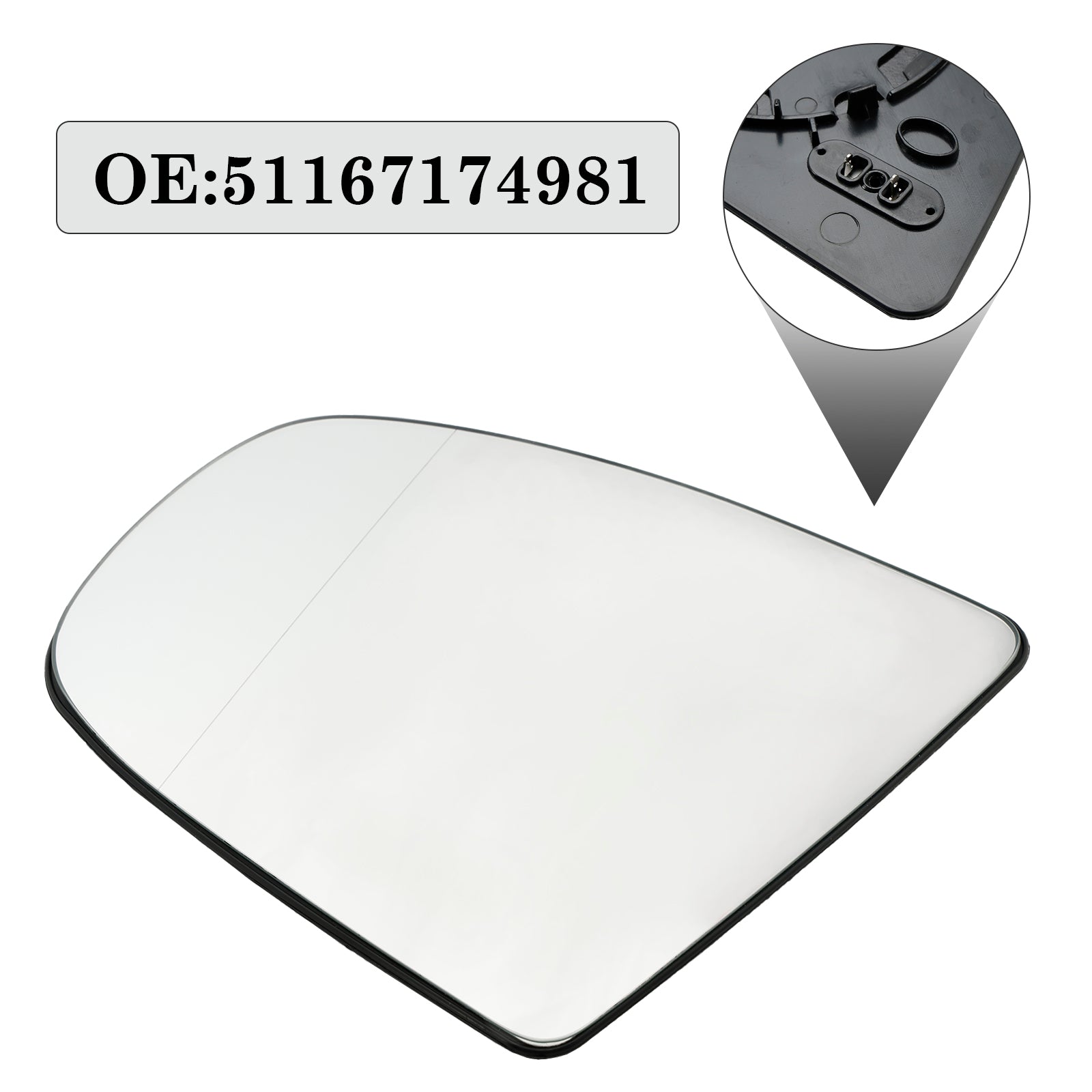 2008-2014 BMW X6 E71 E72 Cristal de espejo izquierdo con ala calefactable 51167174981