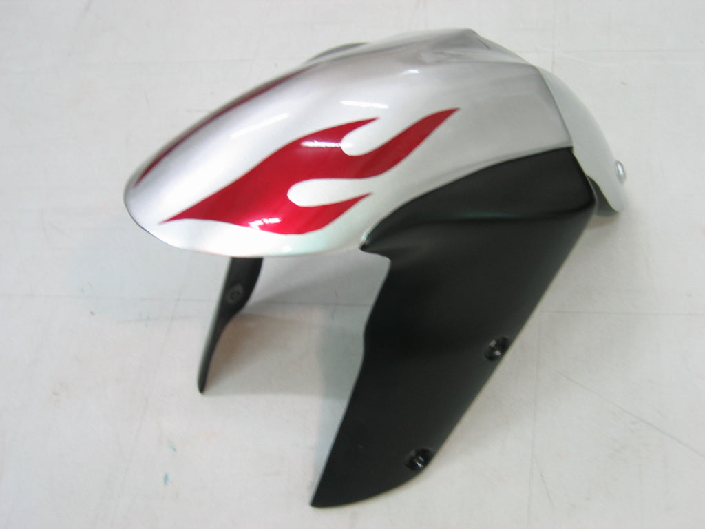 Carénages Kawasaki ZX6R 636 2005-2006 Argent & Générique de course de ninja à flamme rouge