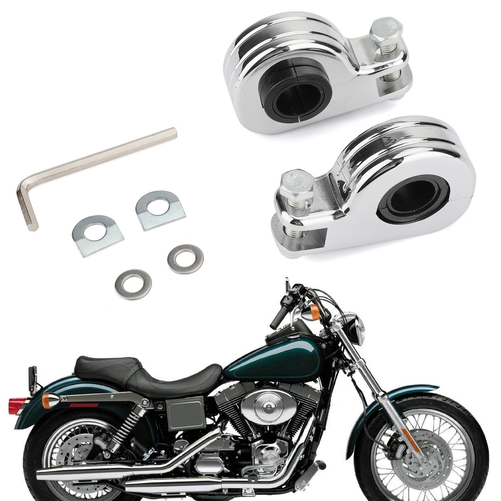 1.25" 32mm motorstötskydd motorväg fotpinne monteringsklämma för Dyna krom