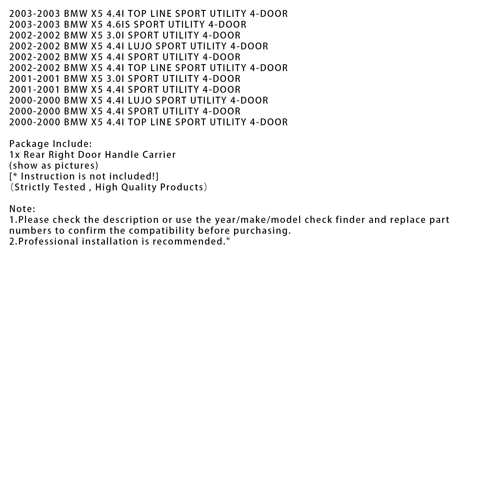 Rear Right Door Handle Carrier Outer 51228243636 For BMW E53 X5