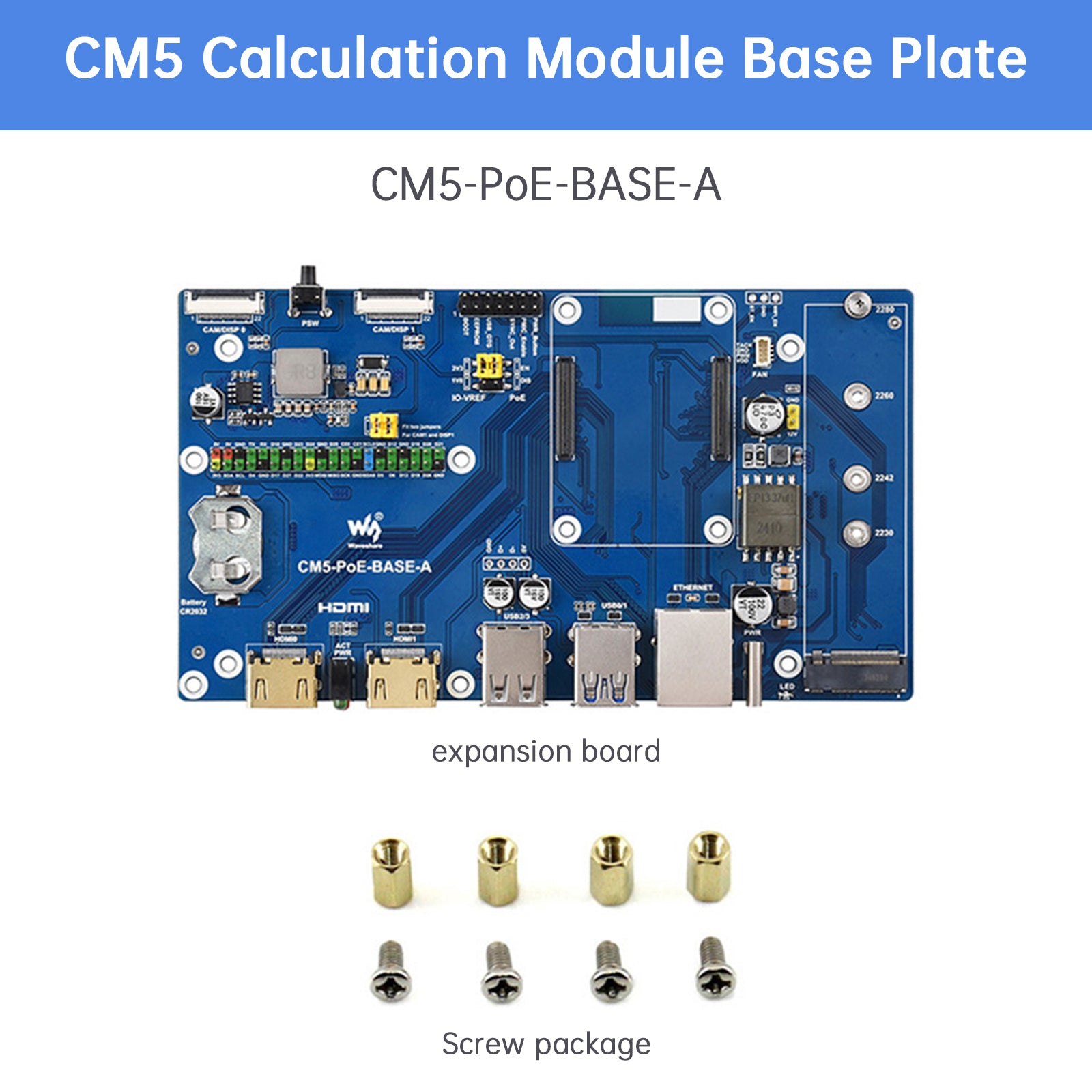Raspberry Pi CM5 PoE-uitbreidingskaart Computermodule Plintondersteuning M.2 NVMe