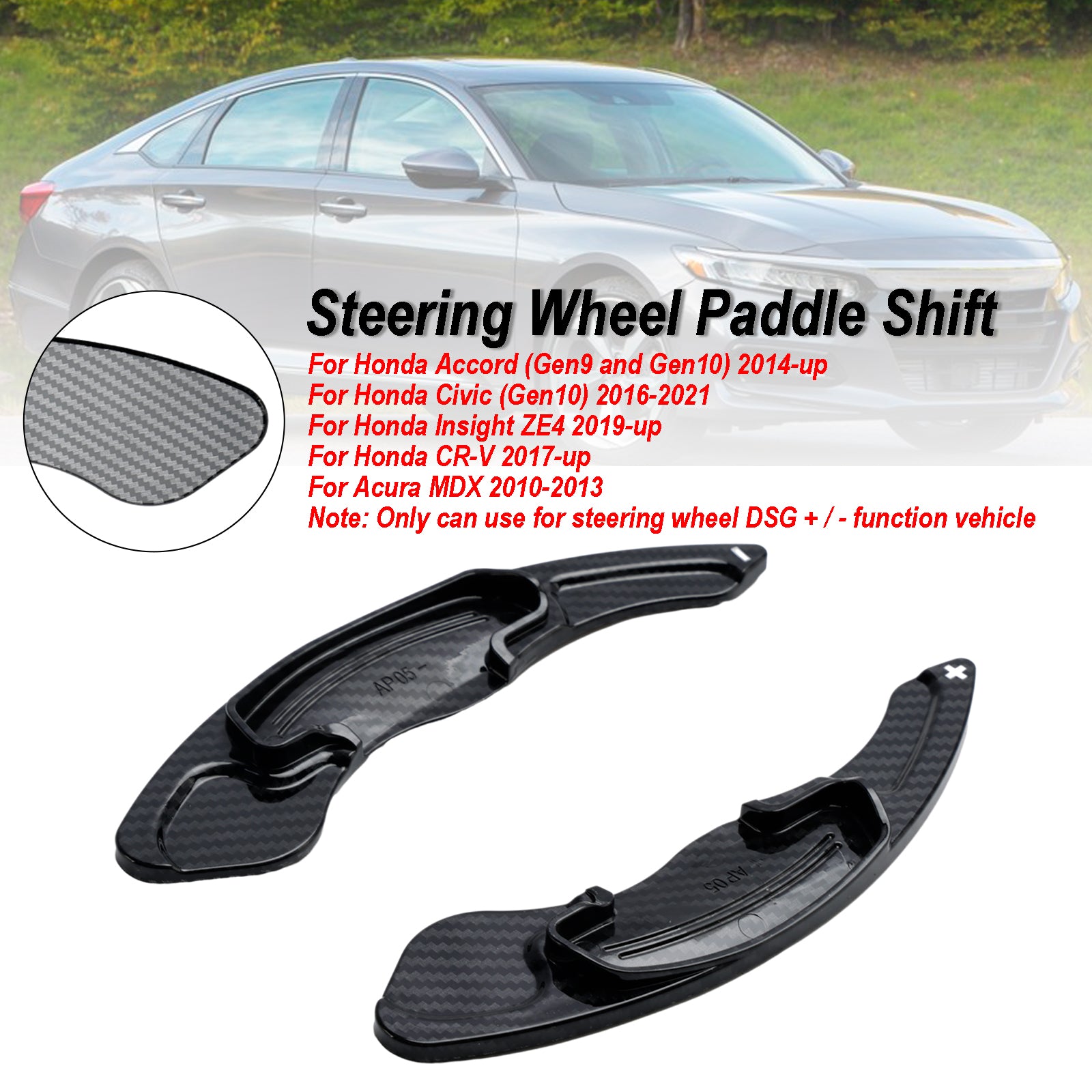 2st ratthjul paddla växelförlängning passar Honda Accord 2014-2019