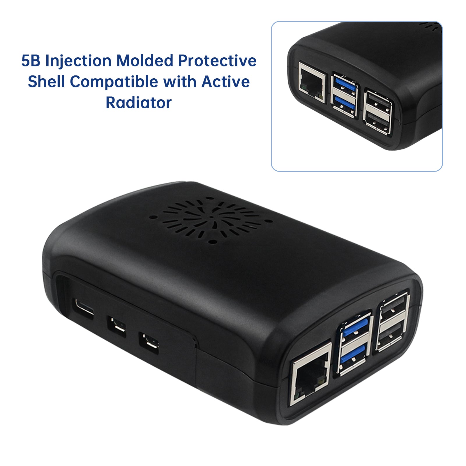 ABS Shell Raspberry PI5/5B injektion Gjuten skyddsskal W Active Radiator