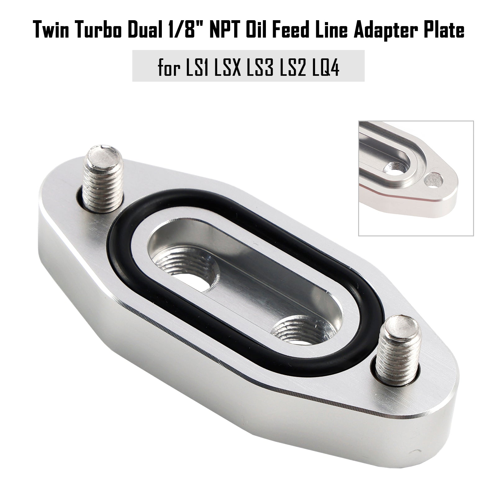Dubbele Turbo Dual 1/8" NPT-olietoevoerleidingadapterplaat voor LS1 LSX LS3 LS2 LQ4