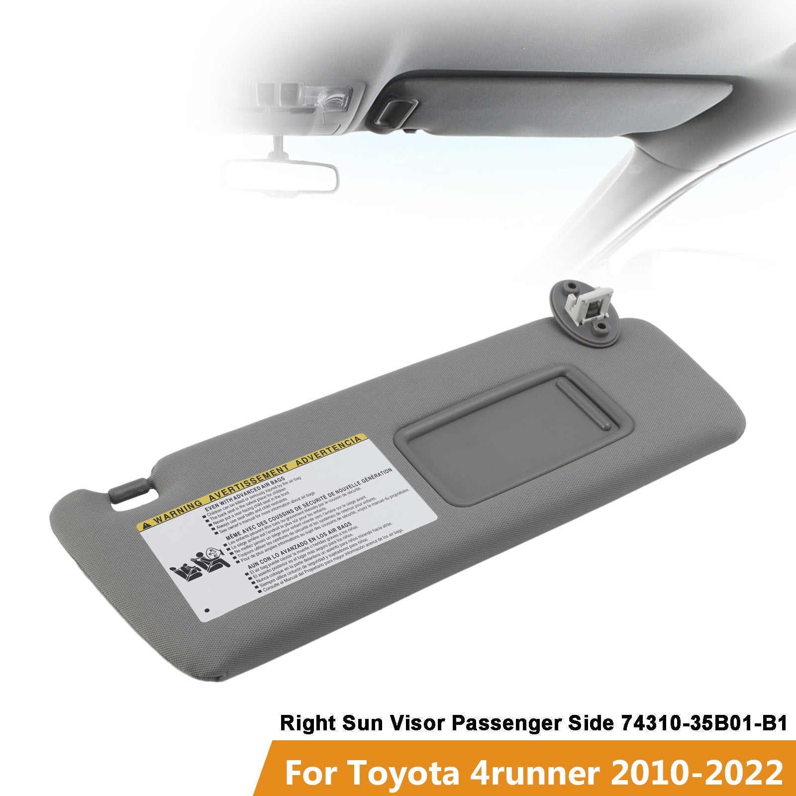 2010-2022 Toyota 4runner Visera solar derecha Pasajero 74310-35B01 Gris