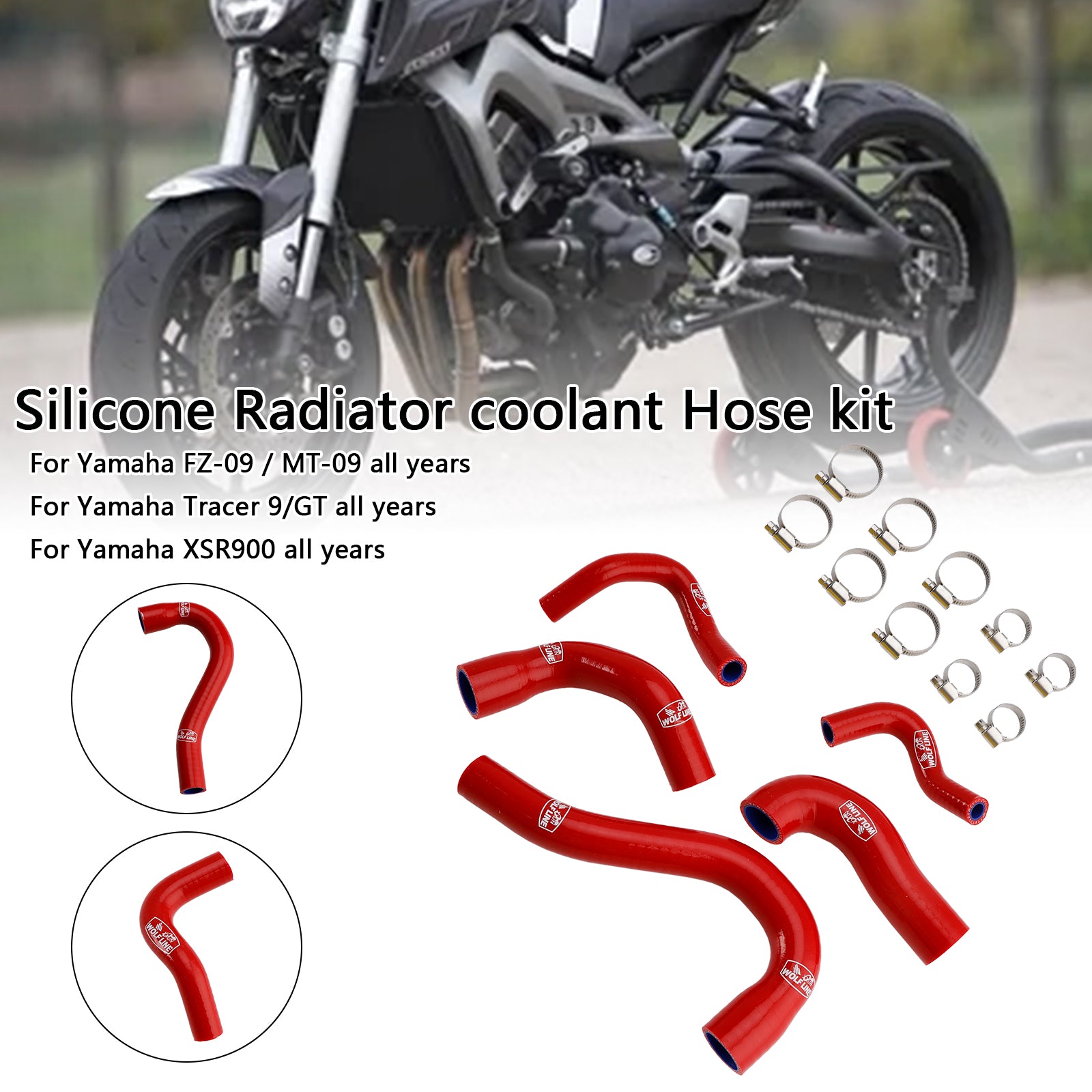Yamaha MT-09 XSR900 TRACER 9/GT Todos os anos Silicone Radiator Coolant Mangueira