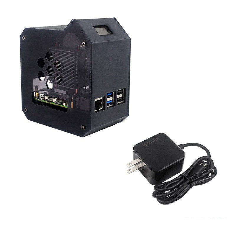 Raspberry Pi 5 Vertikal Tower Fan Set med 0,96 tum OLED SCREEN RADIATOR SCAL