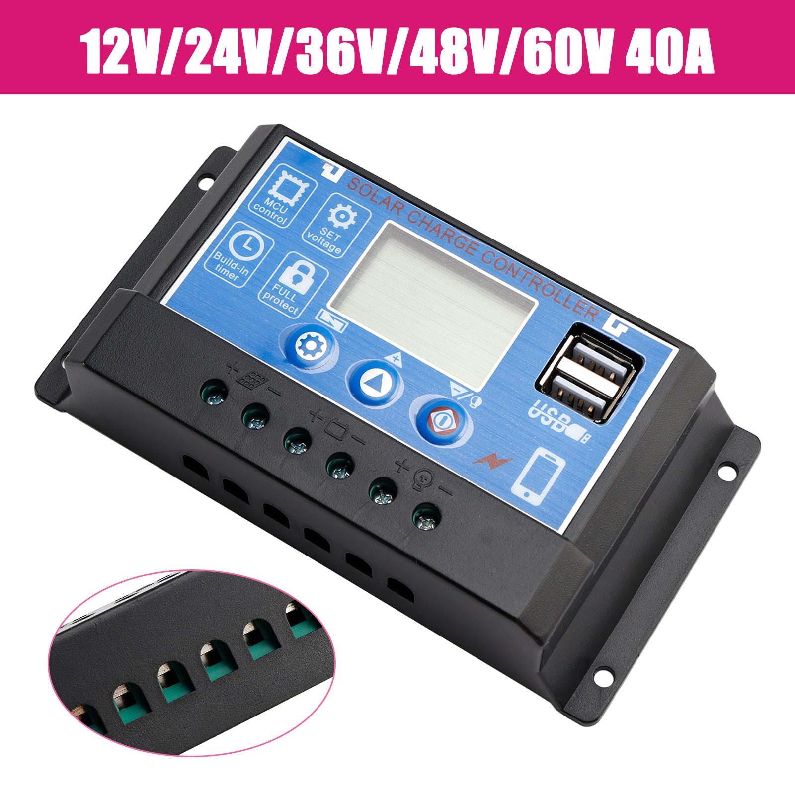 12V-60V PWM Solar Controller Weergave huidige zonne-straatverlichting Controle 0V Start