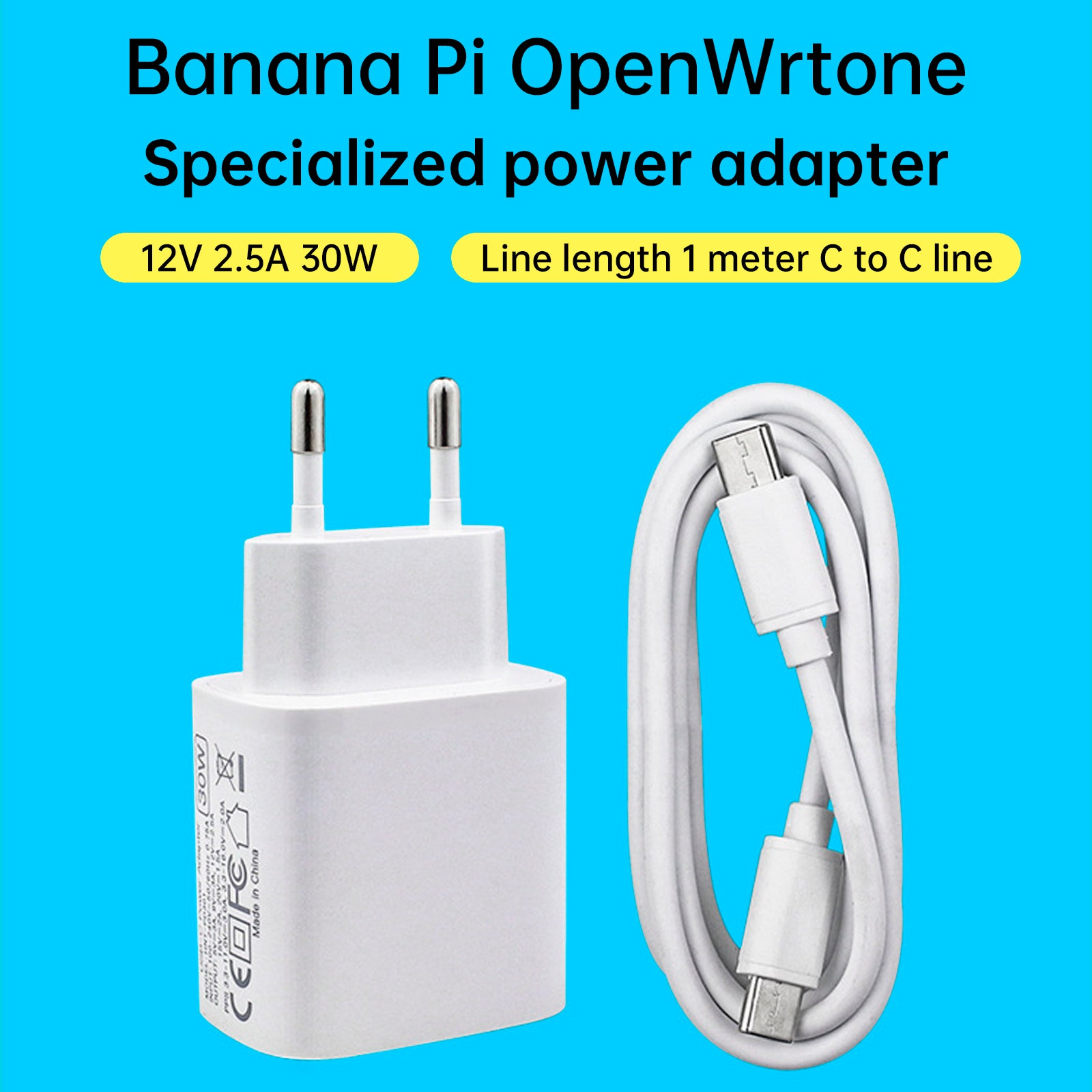 Banana Pi OpenWrt One Router Development Board Speciale voedingsadapter 12V2.5A Oplader EU-stekker
