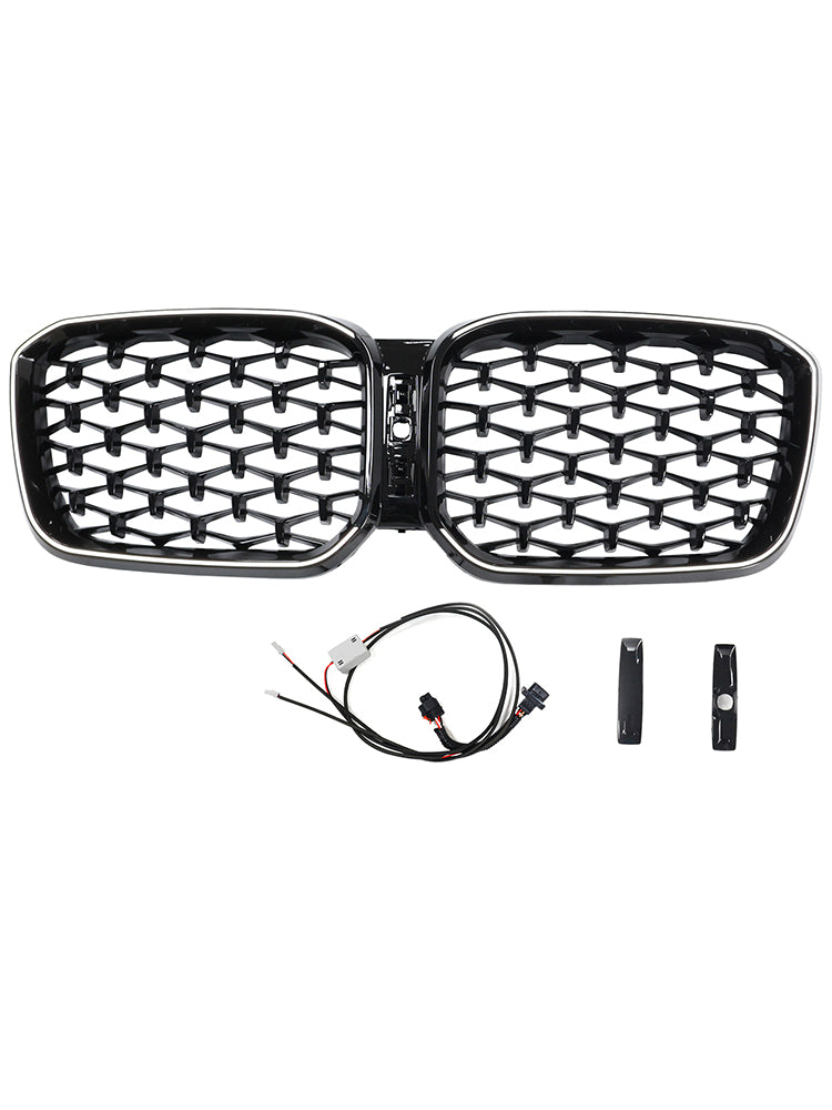 Rejilla tipo riñón para parachoques delantero, color negro brillante, diamante, BMW X3 G01 X4 G02 2022-2025