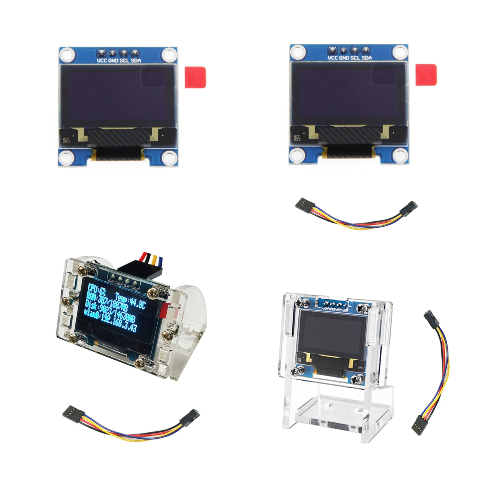 Raspberry Pi 4B 0,96-inch OLED-displaymodule IP-harde schijf-informatiedisplay