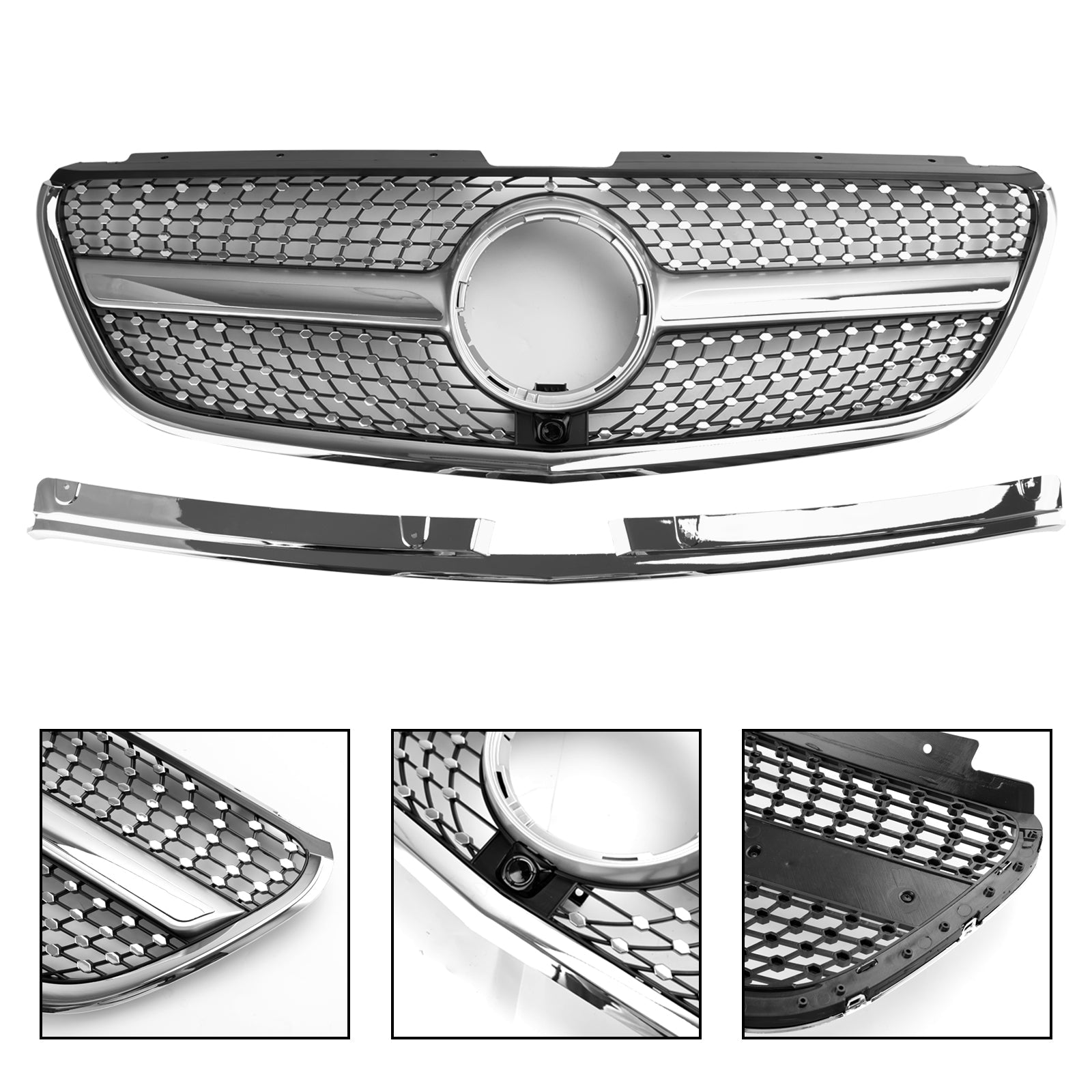 2015 2016 2017 2018 2019 Vito W447 Mercedes GT Style Diamond støtfangergrill foran