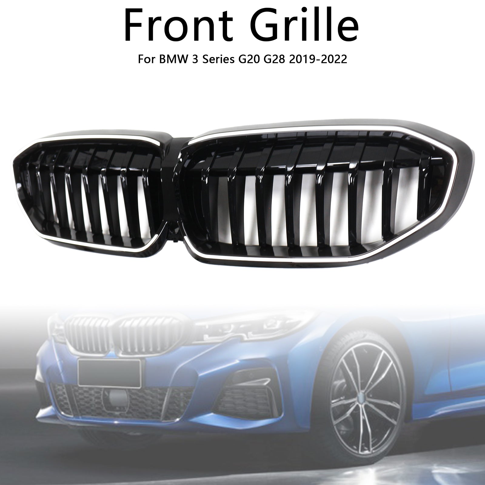 2019-2022 BMW Série 3 G20 Glossy Black Kidney Grille Grill 51138072085