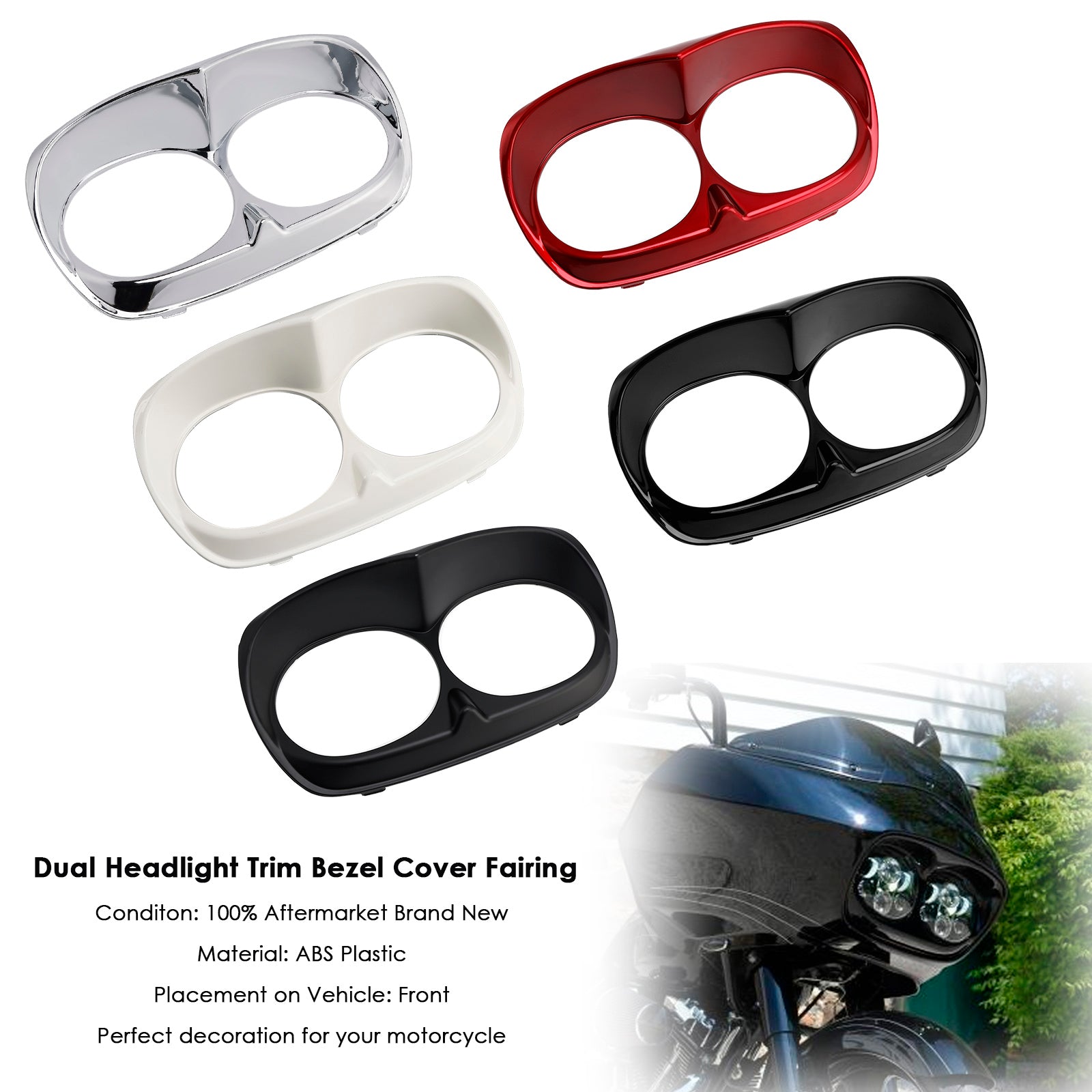 Dual Headlight Trim Bezel Cover Fairing For Road Glide 1998-2013