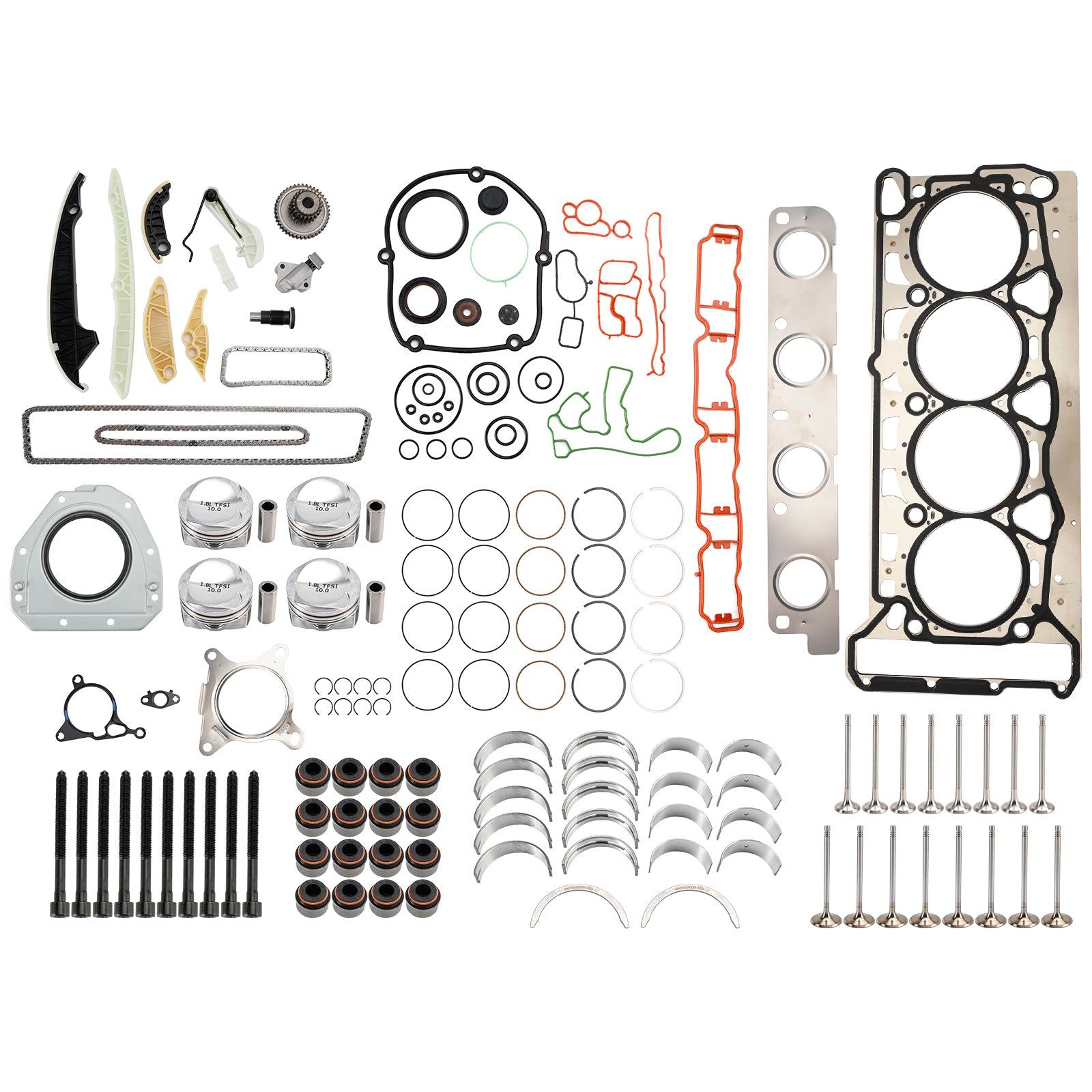 2008-2011 VOLKSWAGEN Passat CC 1.8 TSI BZB CDAA CDAB Engine Pistons Overhaul Rebuild Kit 06H107065CP 06H109509Q