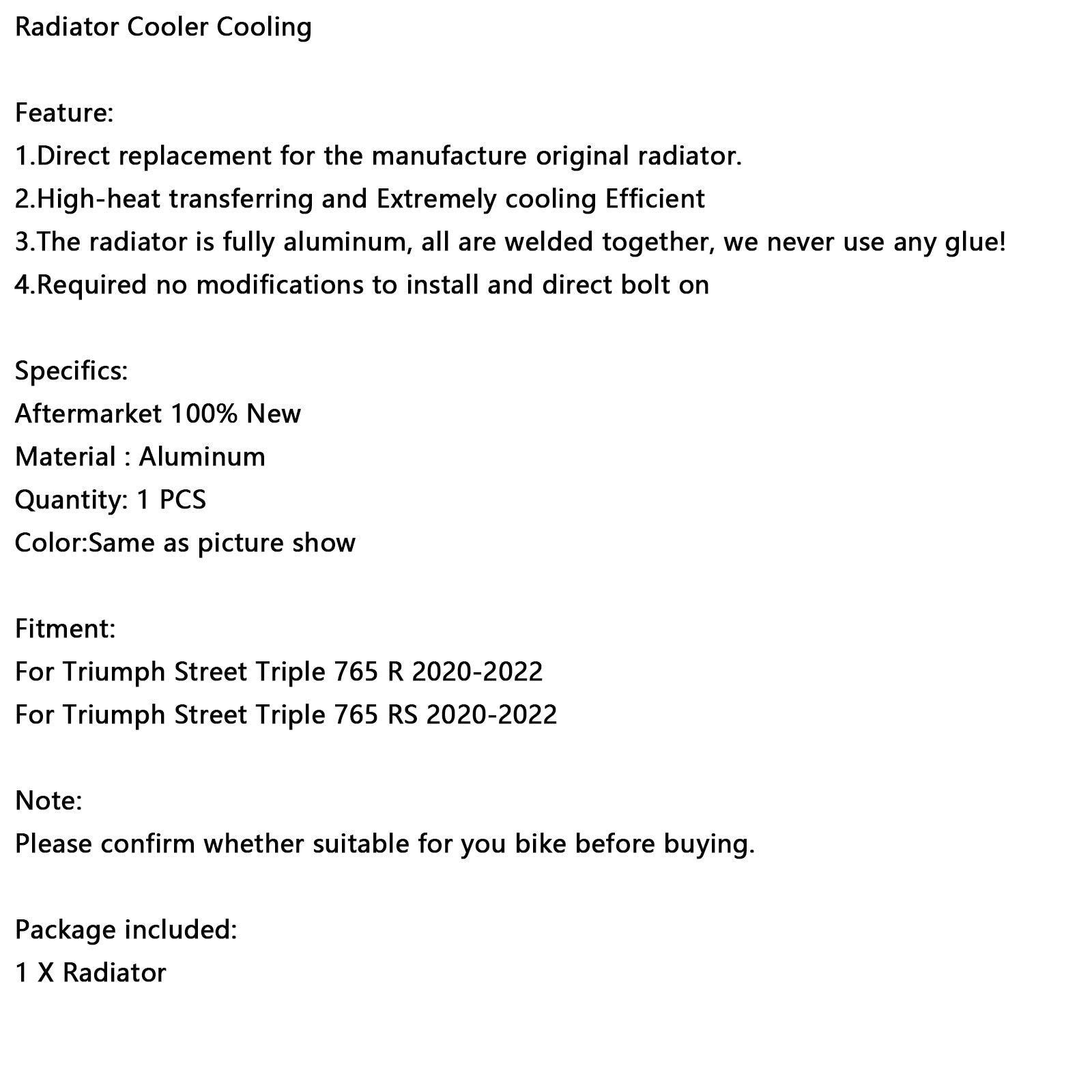 2020-2022 Triumph Street Triple 765 RS Kylare Kylare Motorkylare