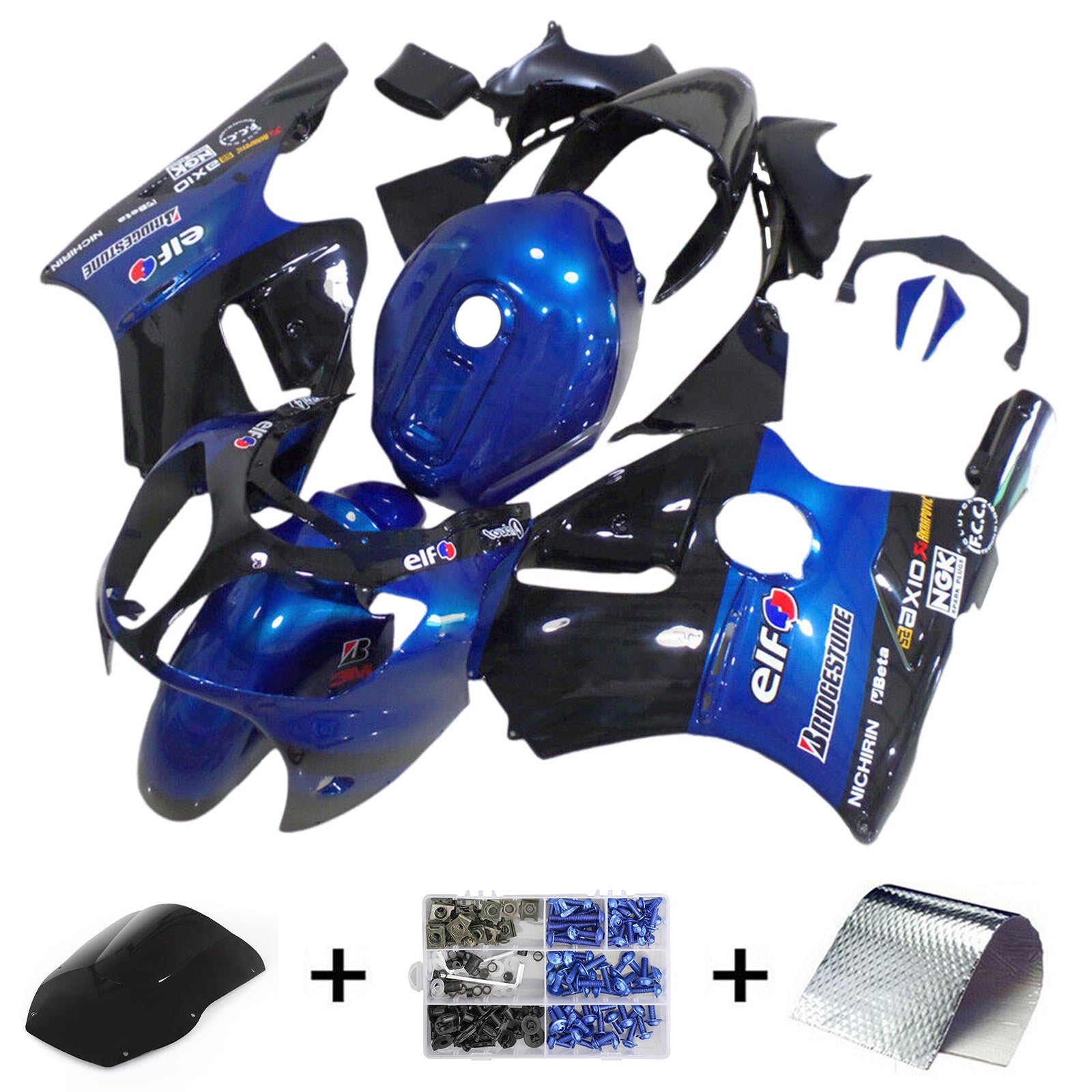 2000-2001 Kawasaki ZX12R Injektionsmässa kit Kroppsarbete Plastisk ABS