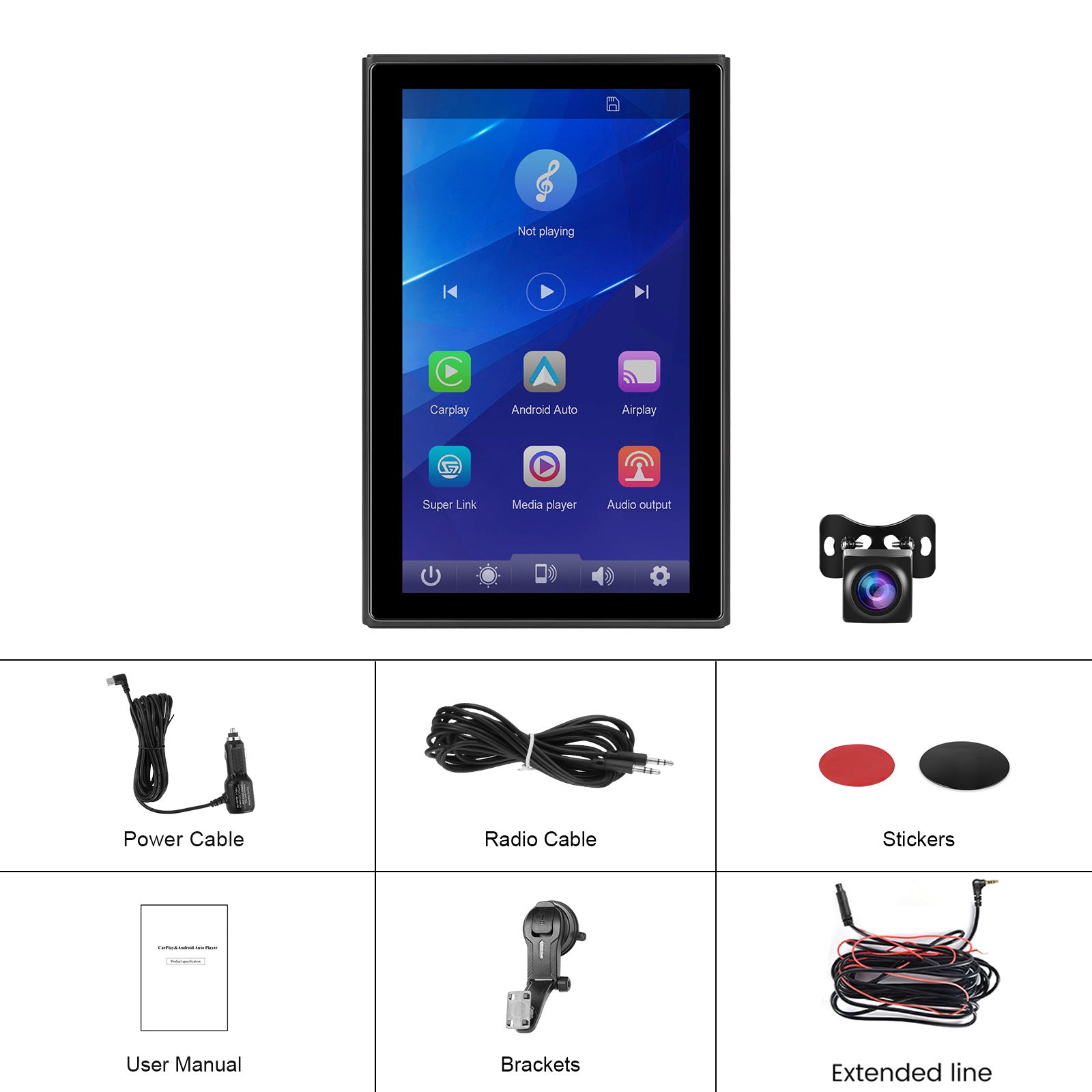 7-inch volledig touchscreen Apple CarPlay Android Auto Switching Display AHD-camera