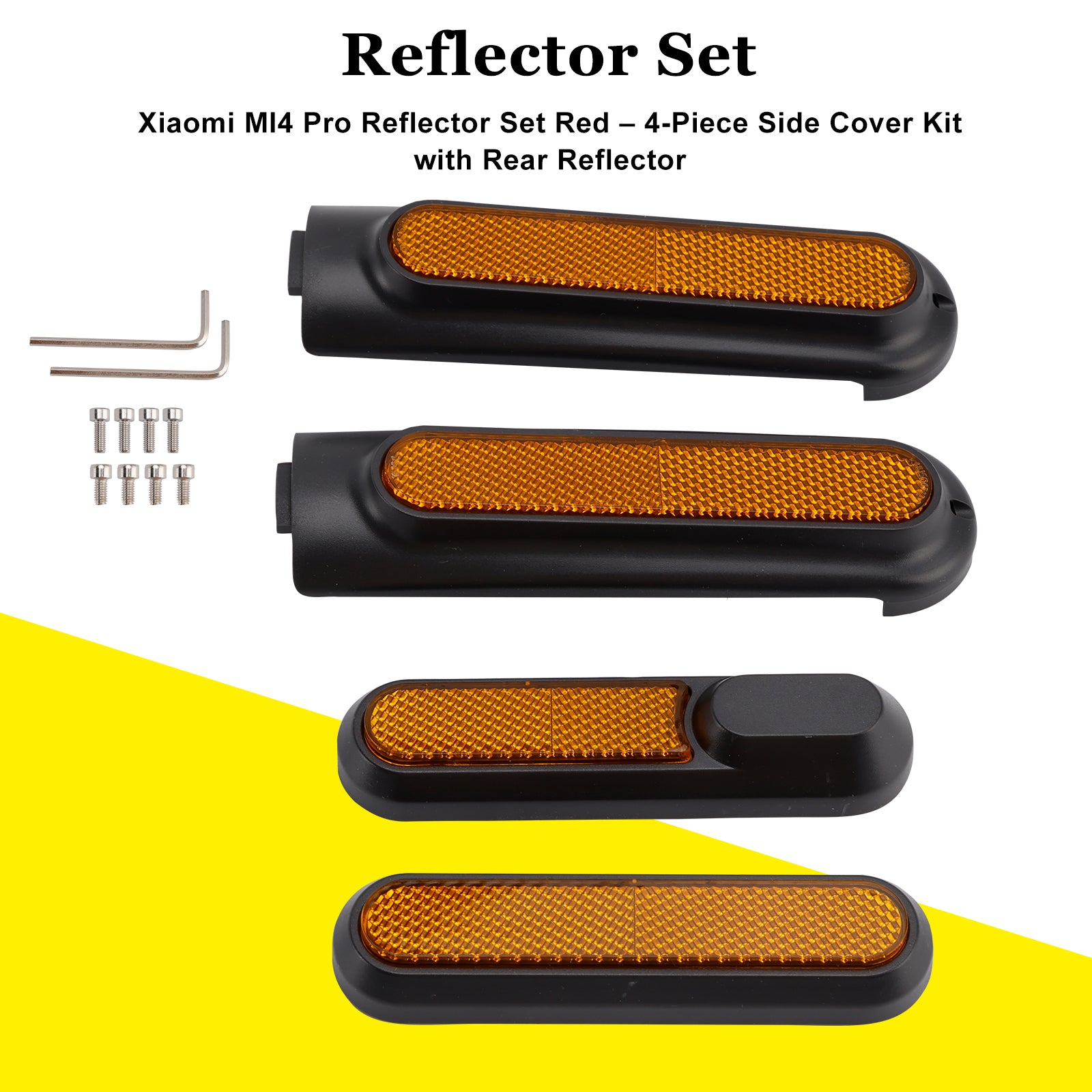 Conjunto de 4 tampas laterais de scooter com refletor traseiro para Xiaomi 4 Pro (1ª geração)