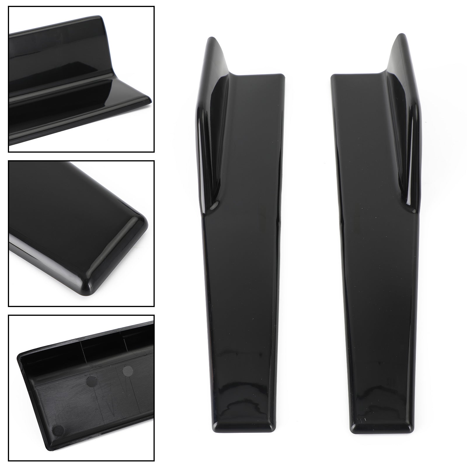 Pair 45cm Car Gloss Black Side Skirts Rocker Splitters Diffuser Winglet Wings