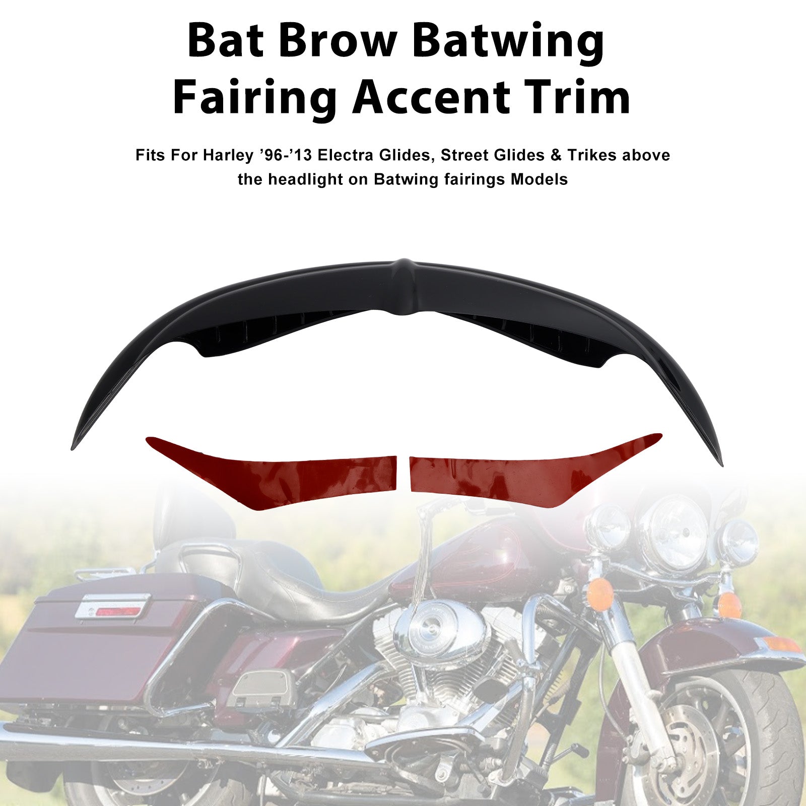 Bat Brow Batwing Fairing Accent Trim For Electra Street Glides Trikes 96-13