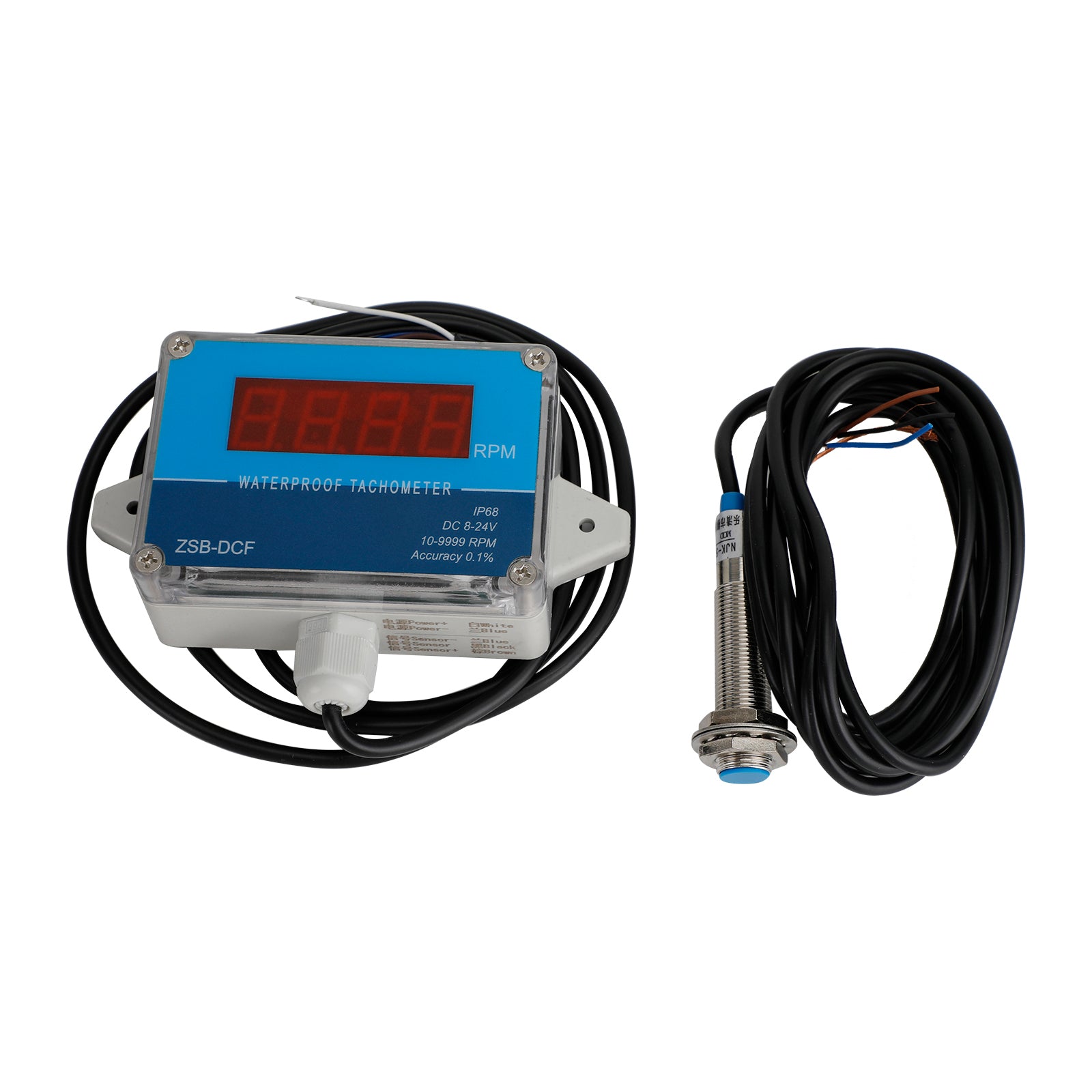 DC 8-24V Hall Tacomômetro Digital LED Motor Speed Meder Tester IP68 Imper impermeável