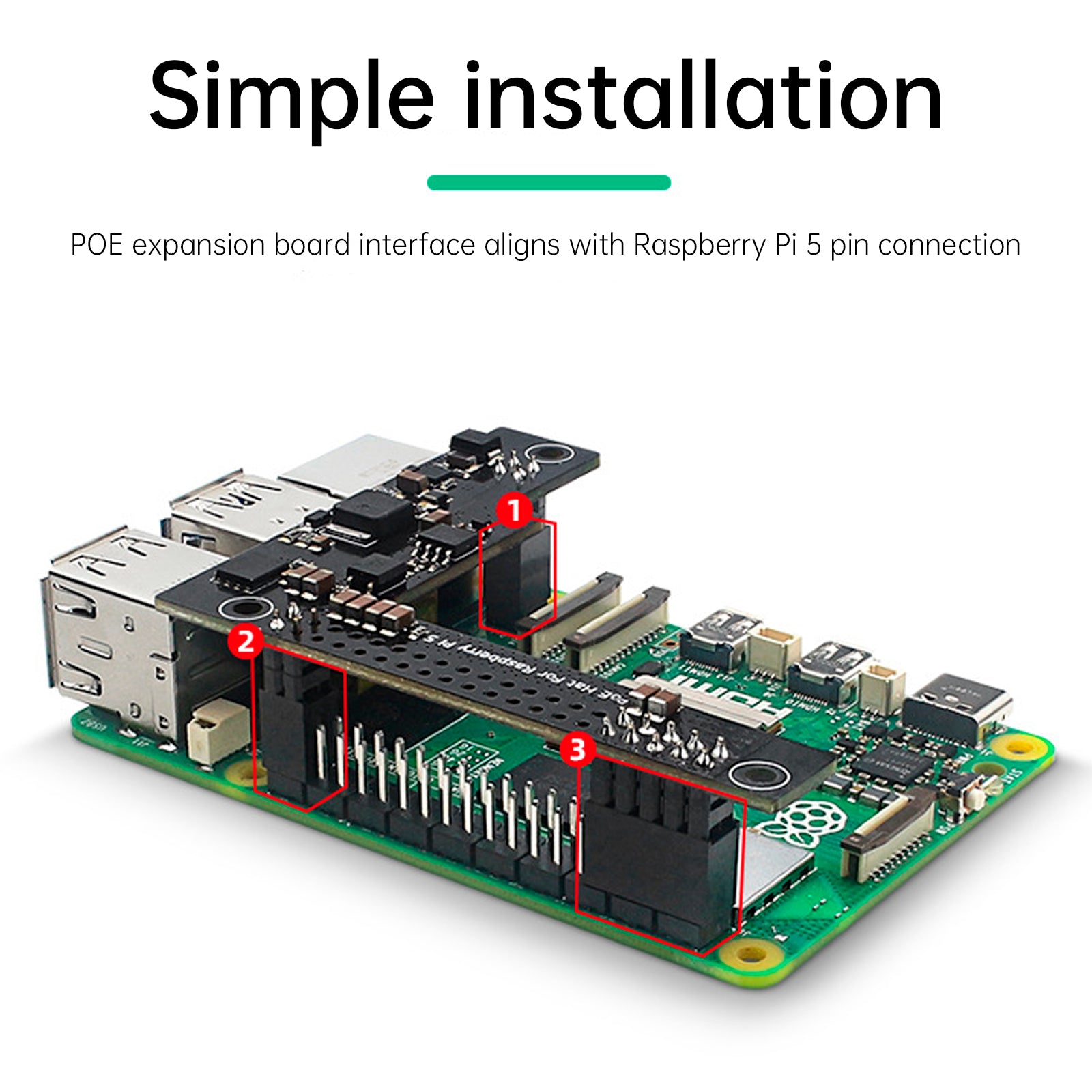 Raspberry Pi5 speciale POE-uitbreidingskaart 5V 4,5A geïsoleerde module koellichaam