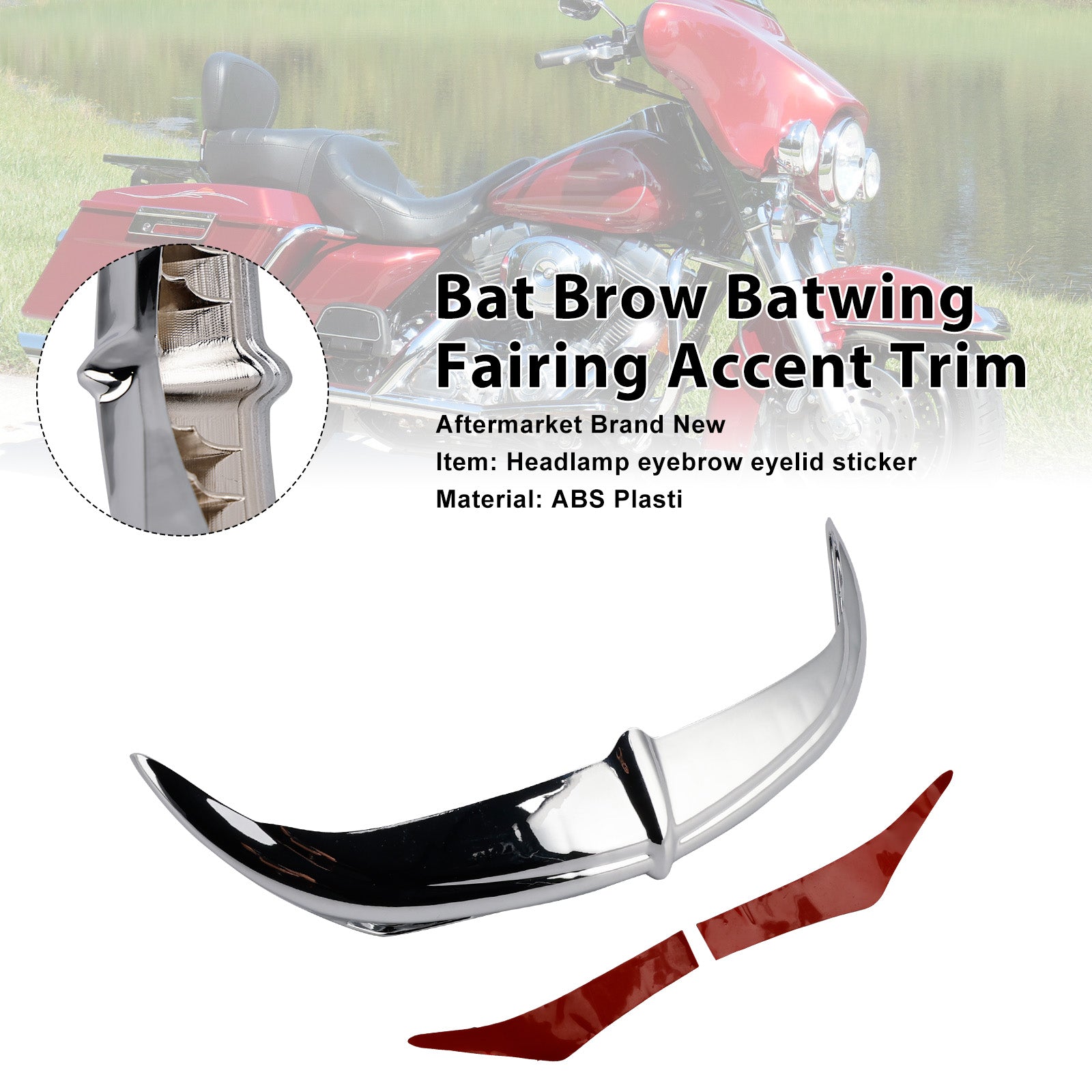 Bat Brow Batwing Fairing Accent Trim For Electra Street Glides Trikes 96-13