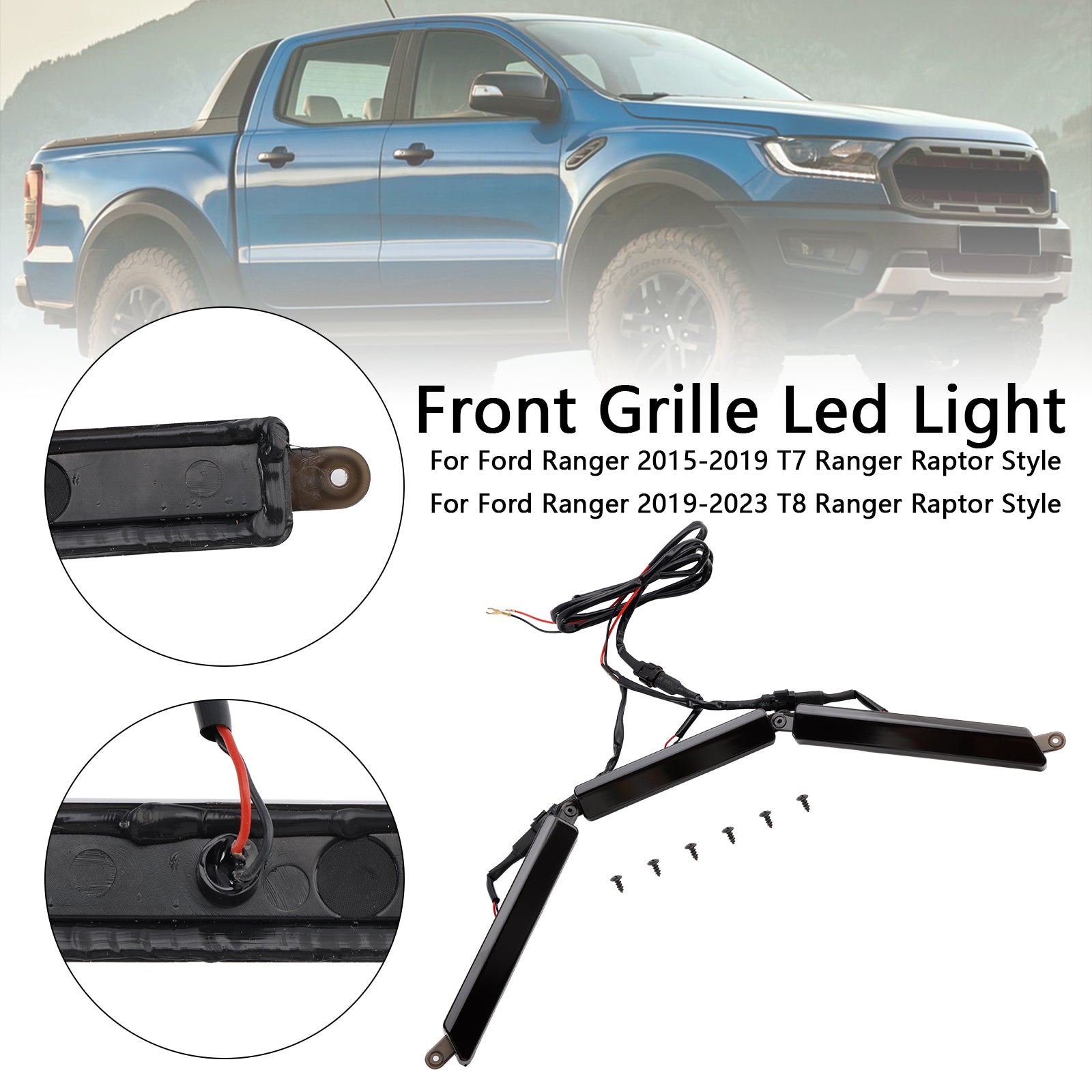 Front Bumper Grille Grill Led Light Fit Ford Ranger 2015-2023 T7 T8