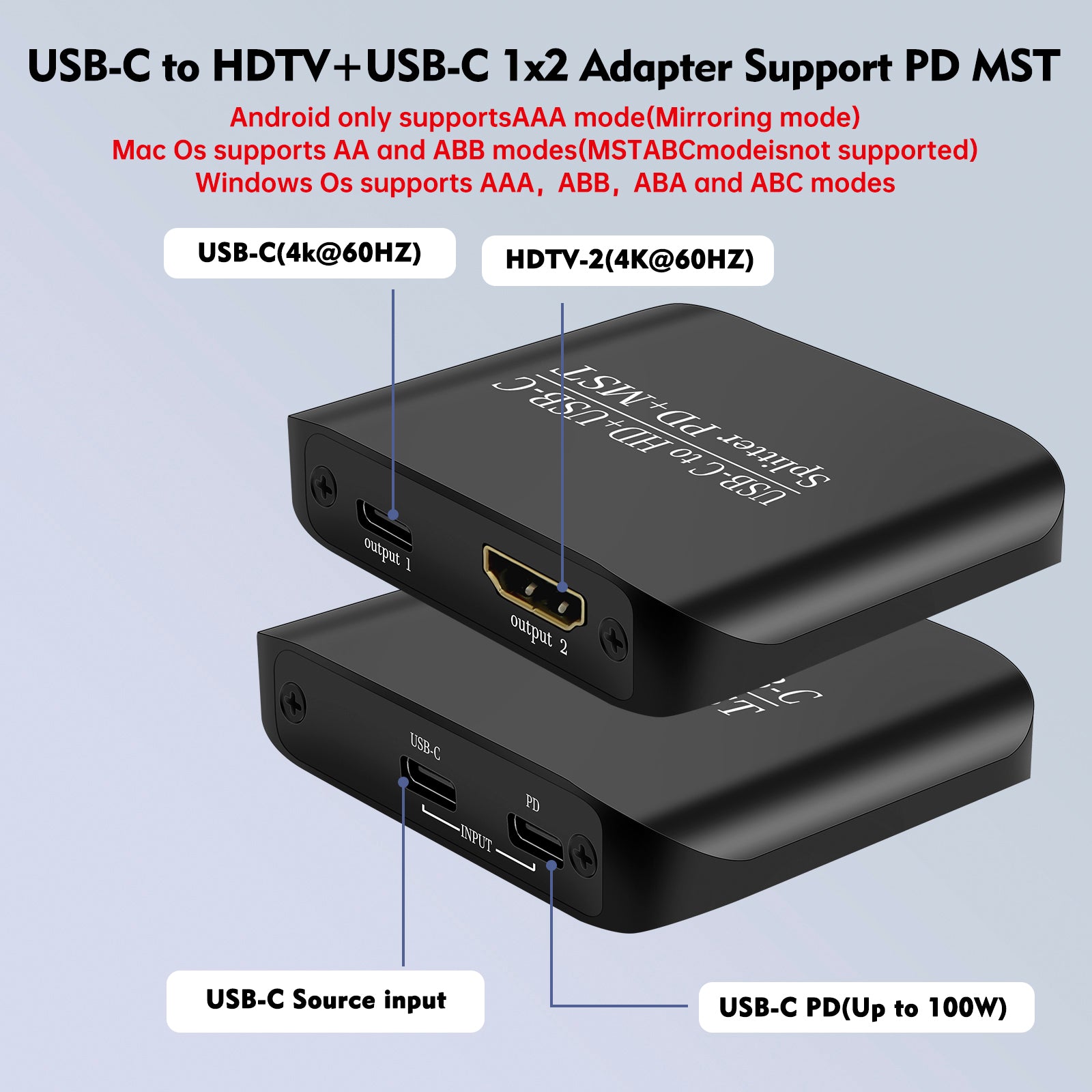 4K60TYPE-C naar HDMI+TYPE-C-adapter Anders Hetzelfde scherm Voedingssplitter